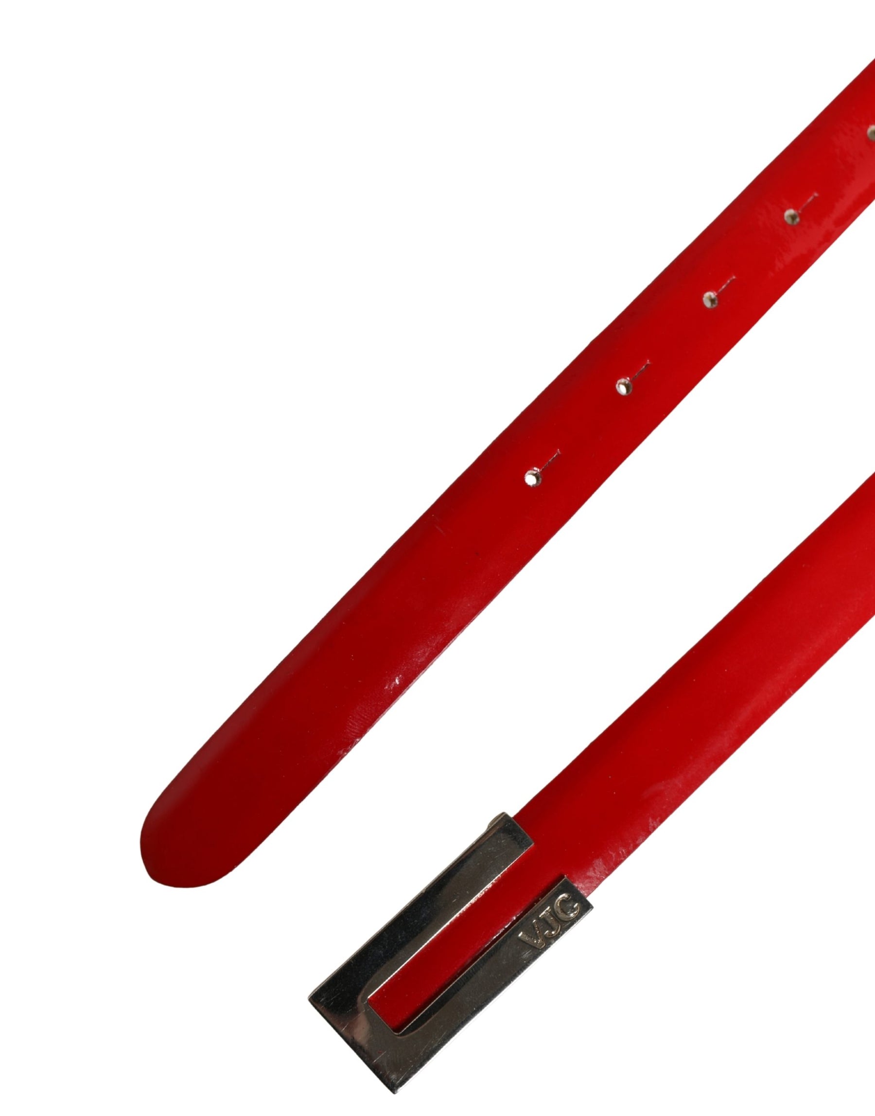 Versace Jeans Couture Red Glossy Leather Metal Buckle Belt | Regal Royce
