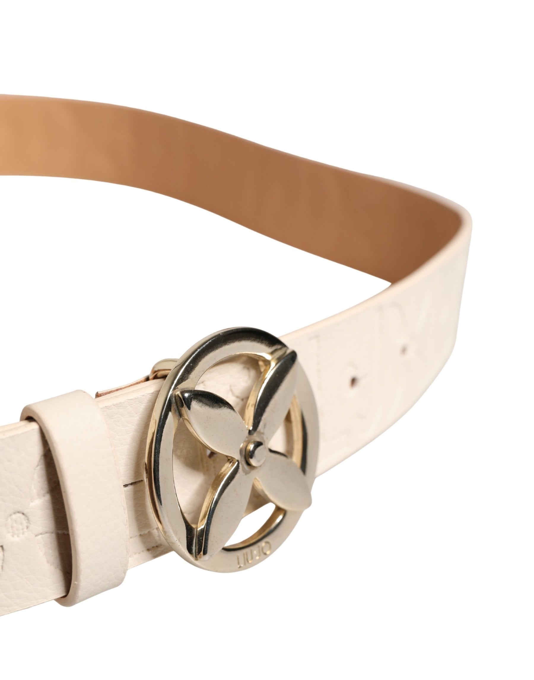 Liu Jo Beige Leather Wide Waist Silver Metal Buckle Waist Women Belt | Regal Royce