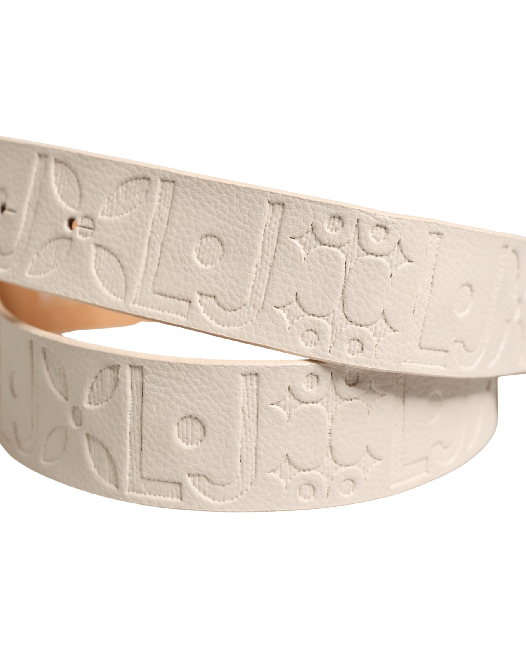 Liu Jo Beige Leather Wide Waist Silver Metal Buckle Waist Women Belt | Regal Royce