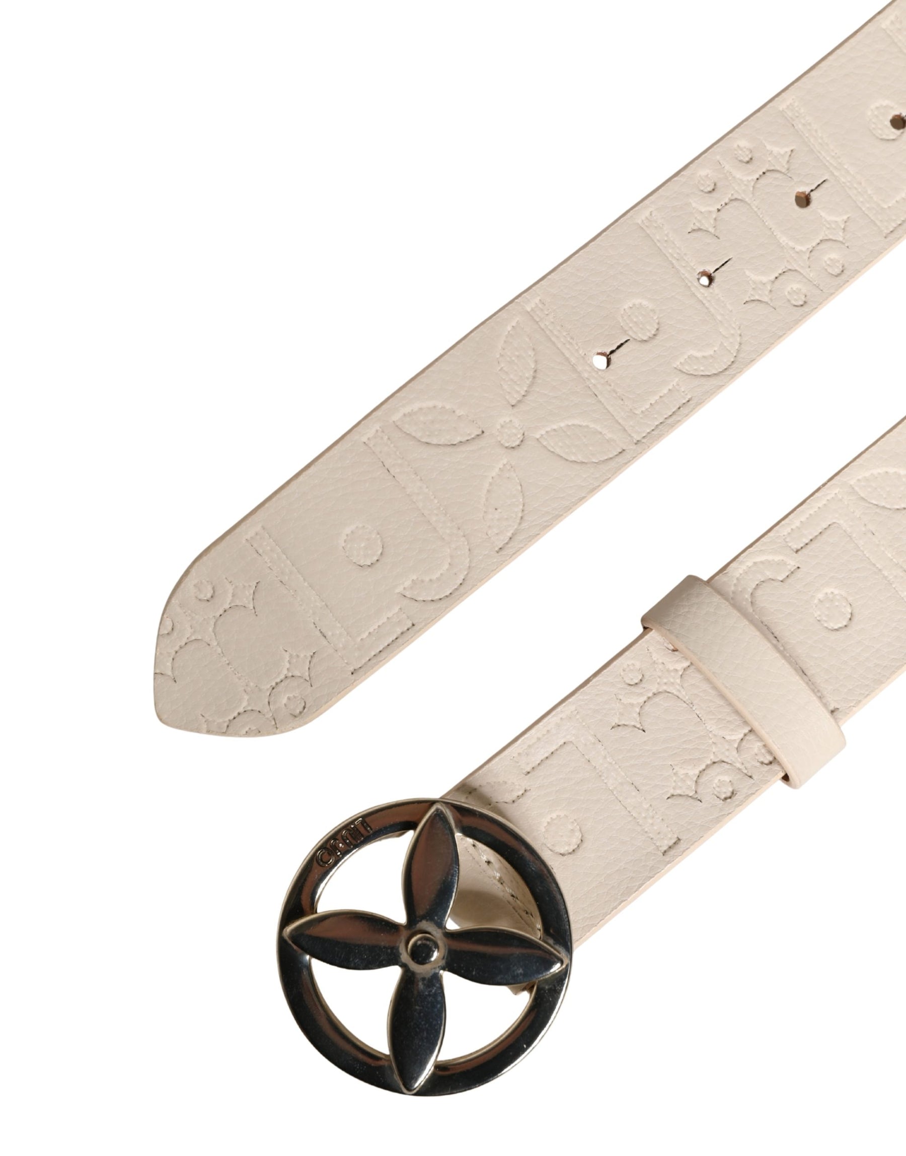 Liu Jo Beige Leather Wide Waist Silver Metal Buckle Waist Women Belt | Regal Royce