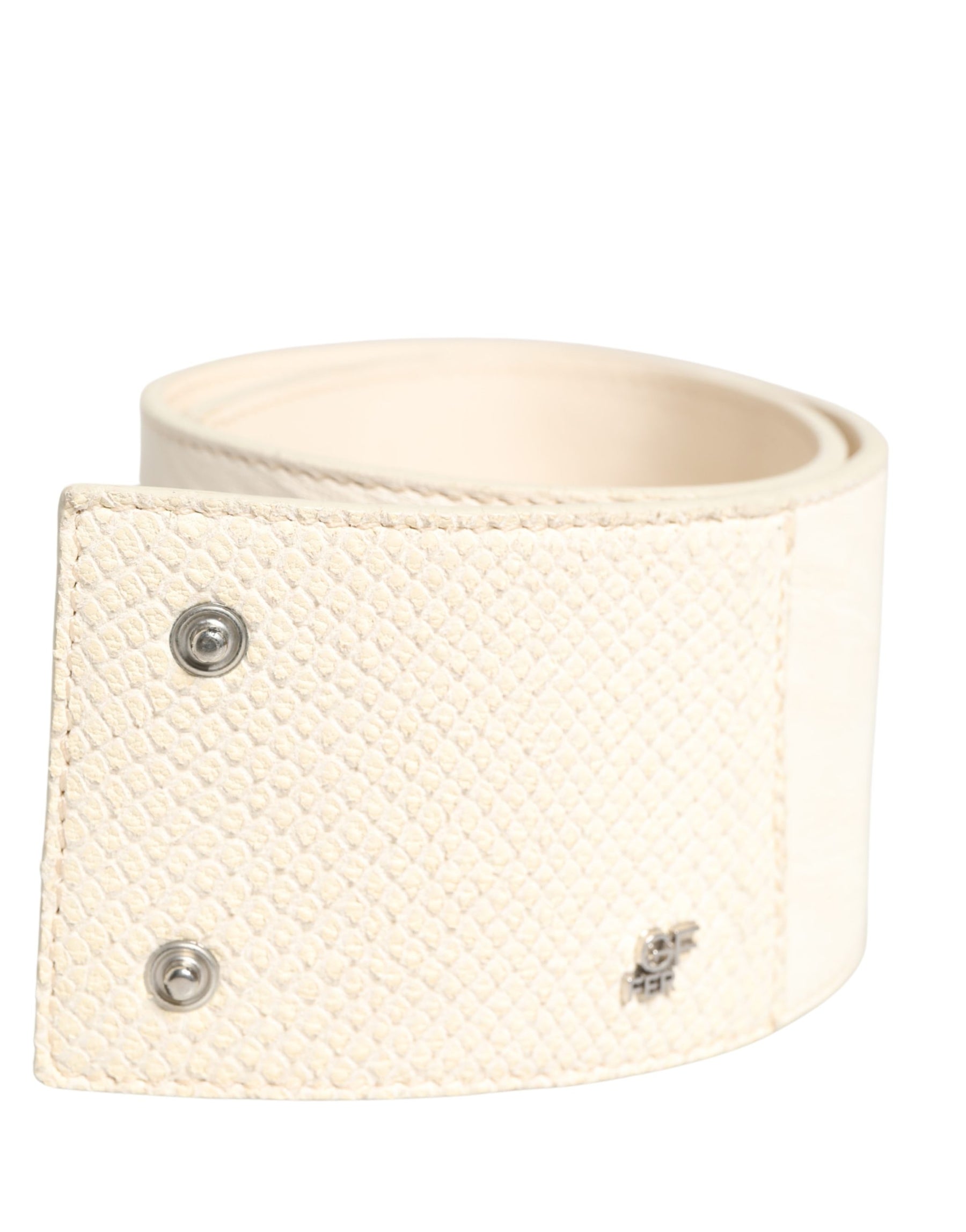 GF Ferre Off White Waxed Cotton Wide Fashion Waistband Belt | Regal Royce