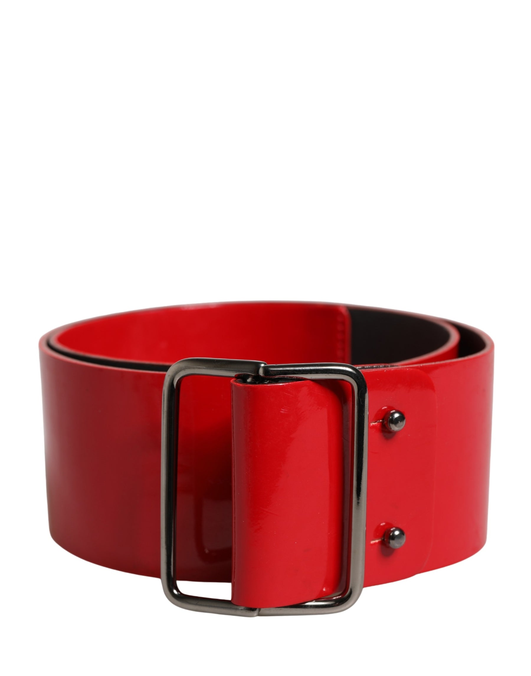 Costume National Red Wide Waist Silver Metal Buckle Belt | Regal Royce