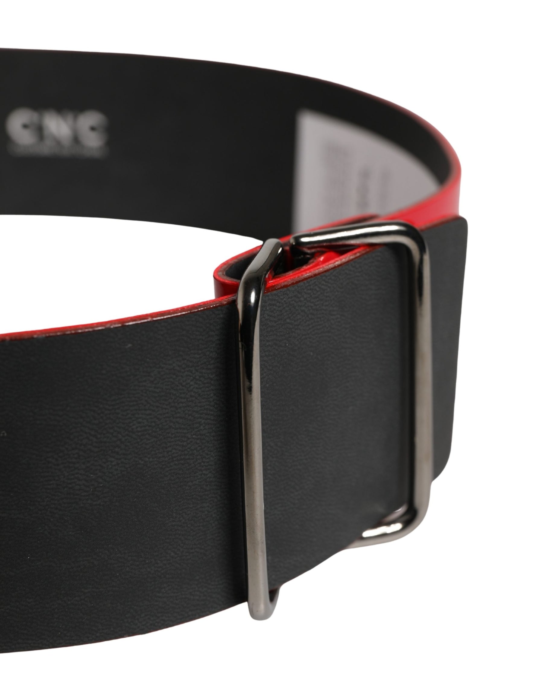 Costume National Red Wide Waist Silver Metal Buckle Belt | Regal Royce