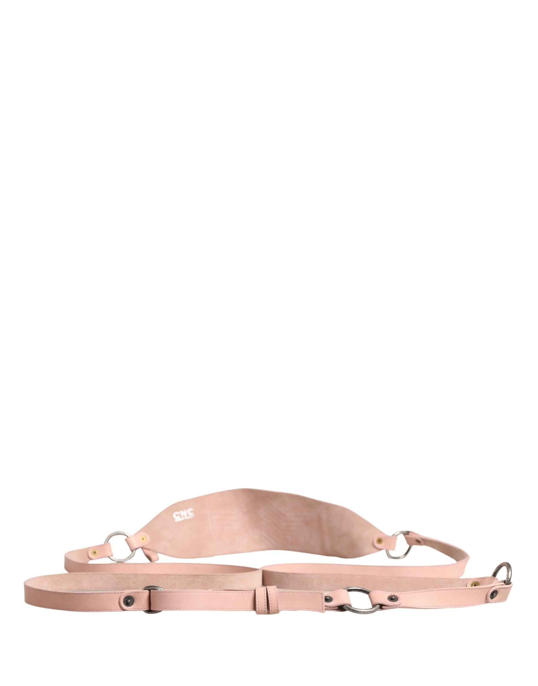 Costume National Light Pink Leather Wide Waist Round Buckle Belt | Regal Royce