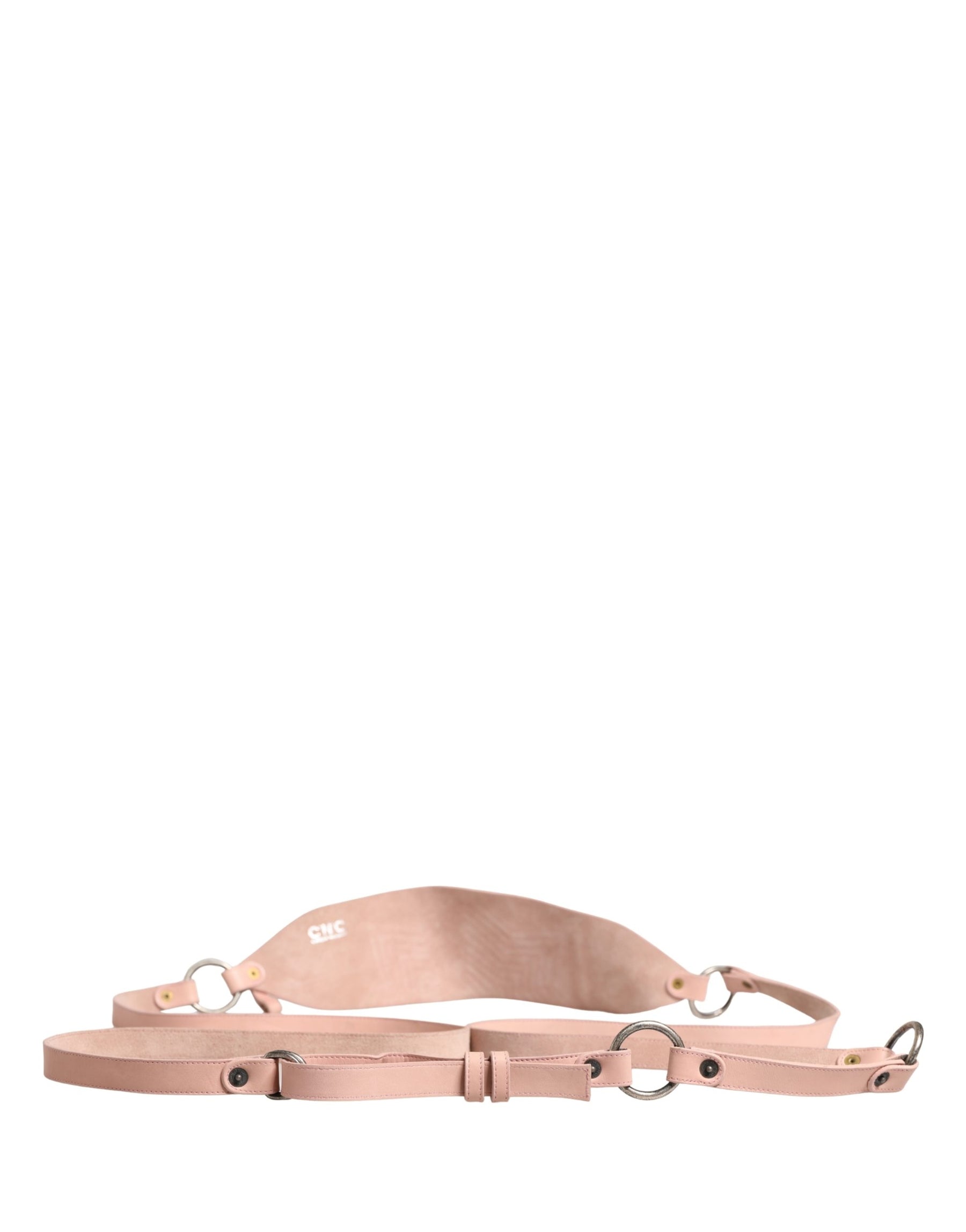 Costume National Light Pink Leather Wide Waist Round Buckle Belt | Regal Royce