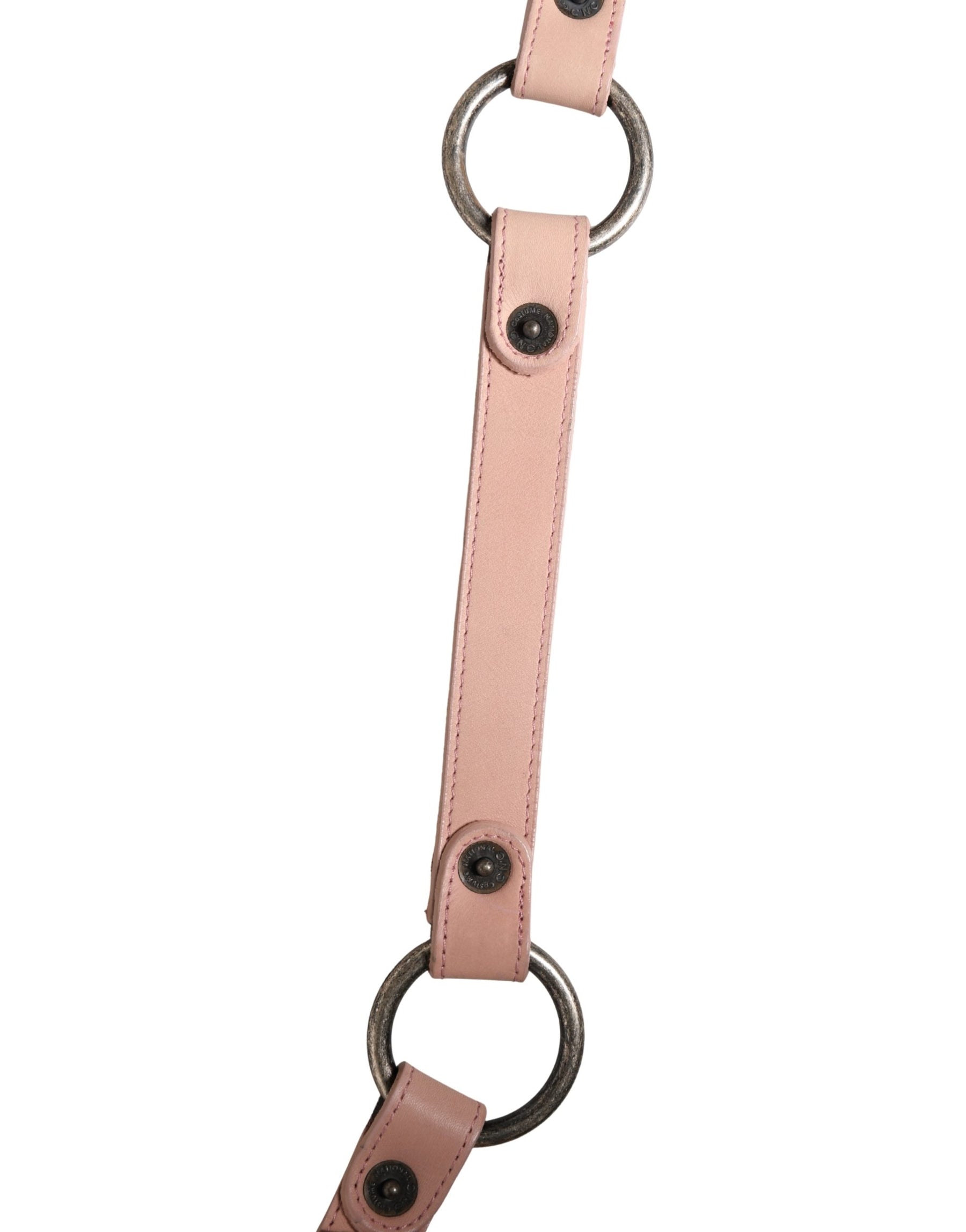 Costume National Light Pink Leather Wide Waist Round Buckle Belt | Regal Royce