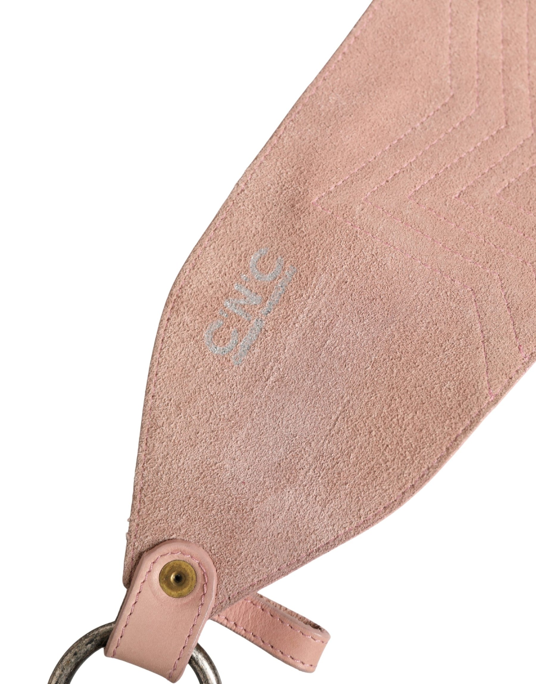 Costume National Light Pink Leather Wide Waist Round Buckle Belt | Regal Royce