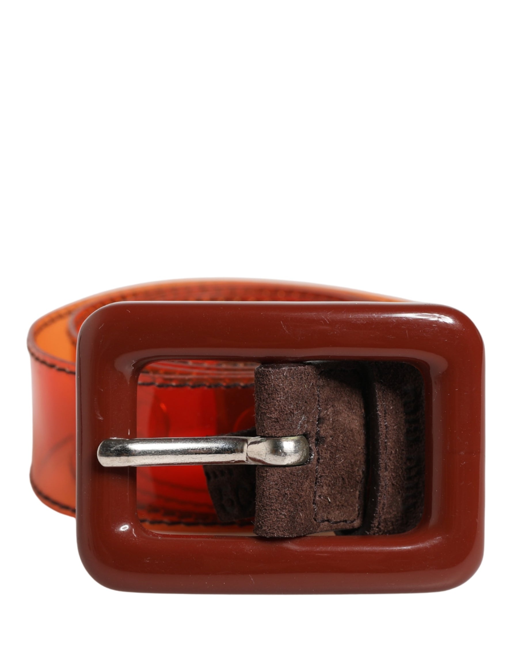 Miu Miu Orange PVC Waist Women Cintura Square Buckle Belt | Regal Royce