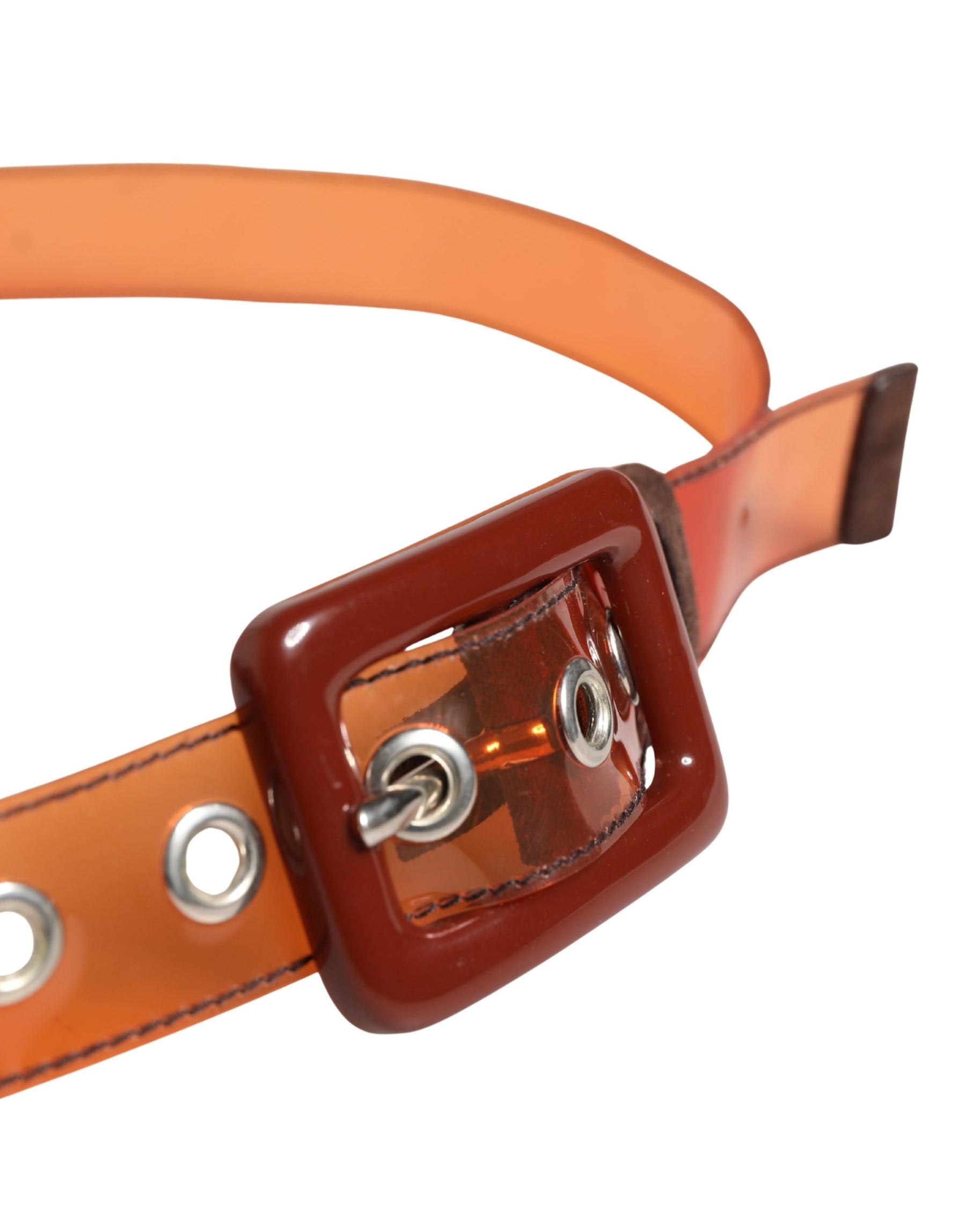 Miu Miu Orange PVC Waist Women Cintura Square Buckle Belt | Regal Royce