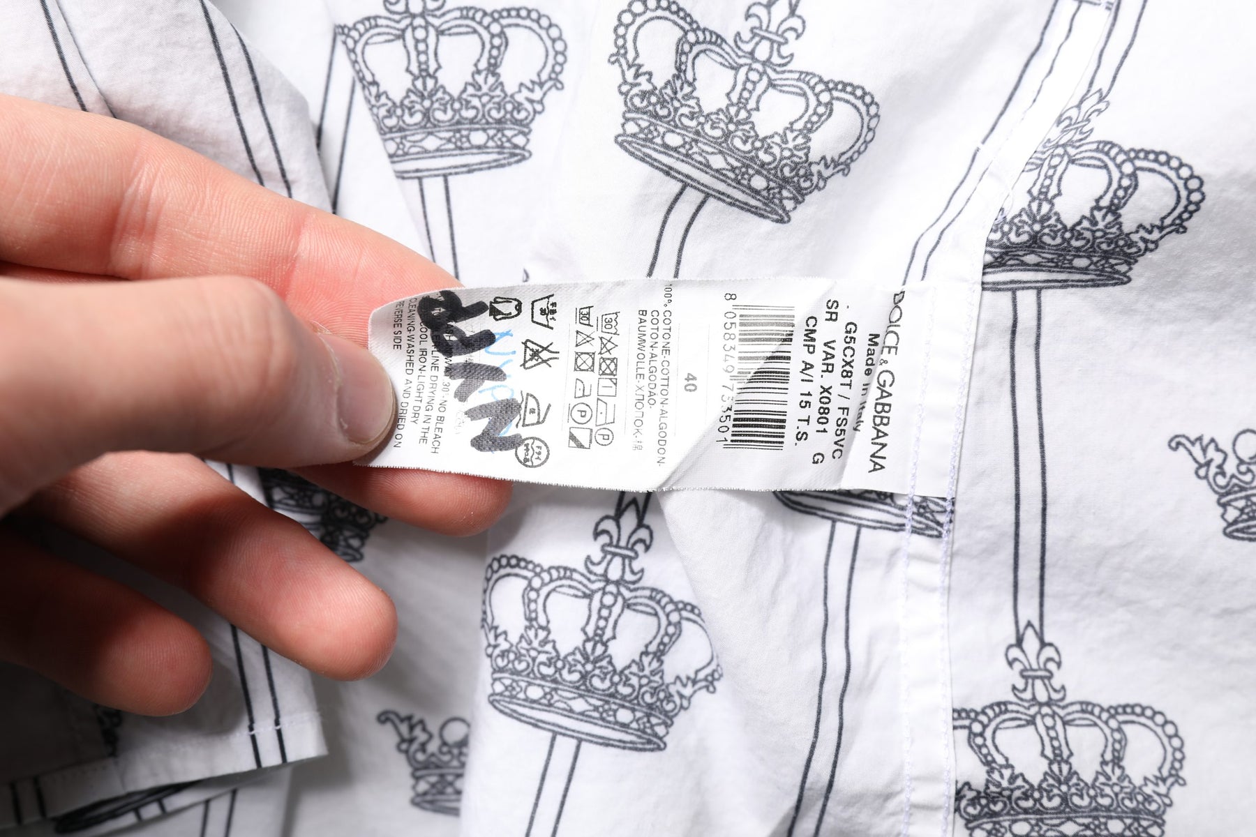 Dolce & Gabbana White GOLD Crown Cotton Dress Formal Shirt | Regal Royce