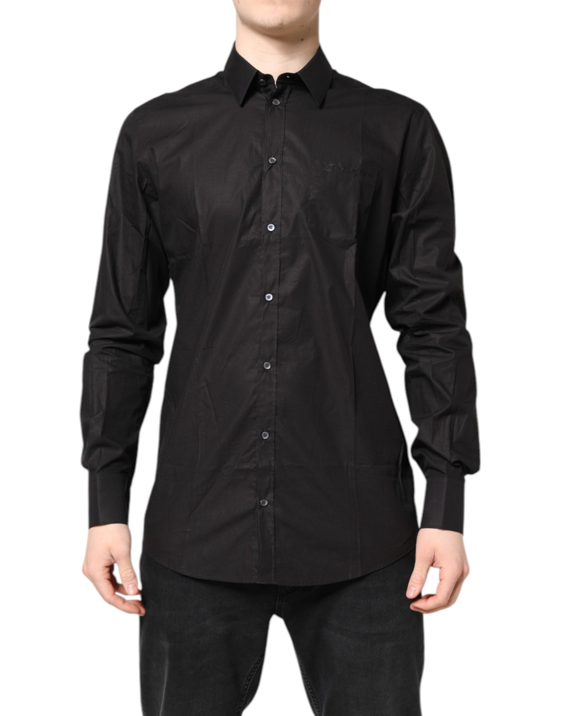 Dolce & Gabbana Black GOLD Cotton Collared Formal Dress Shirt | Regal Royce