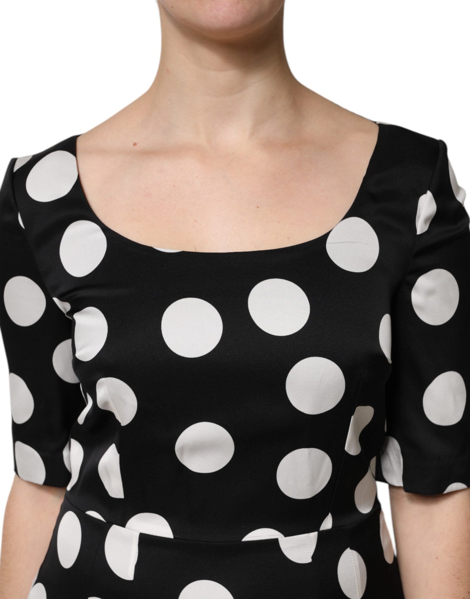 Dolce & Gabbana Black White Polka Dot Silk Sheath Midi Dress | Regal Royce