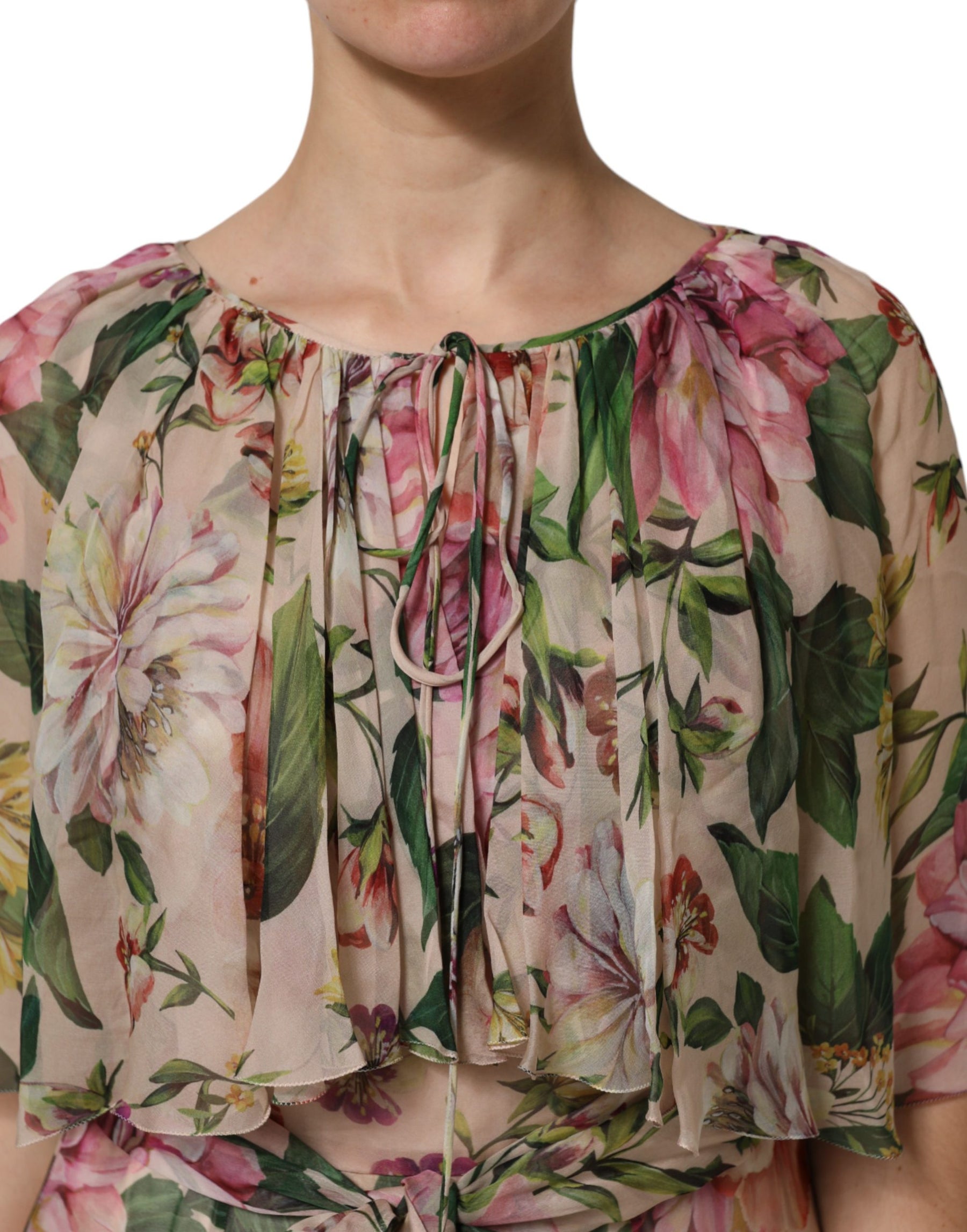 Dolce & Gabbana Multicolor Floral Silk Layered Maxi Dress | Regal Royce