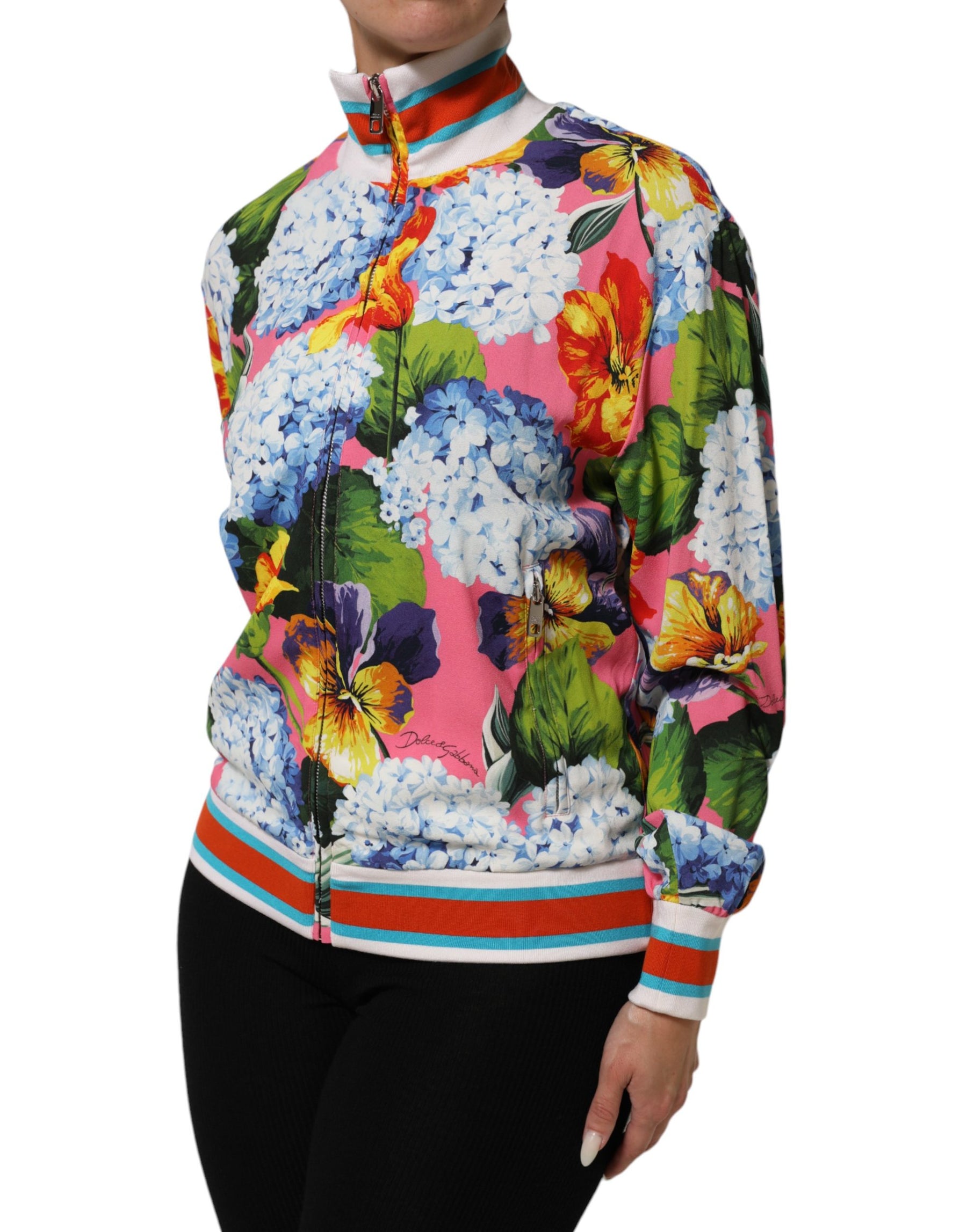 Dolce & Gabbana Multicolor Floral Print Zip Cardigan Jacket | Regal Royce