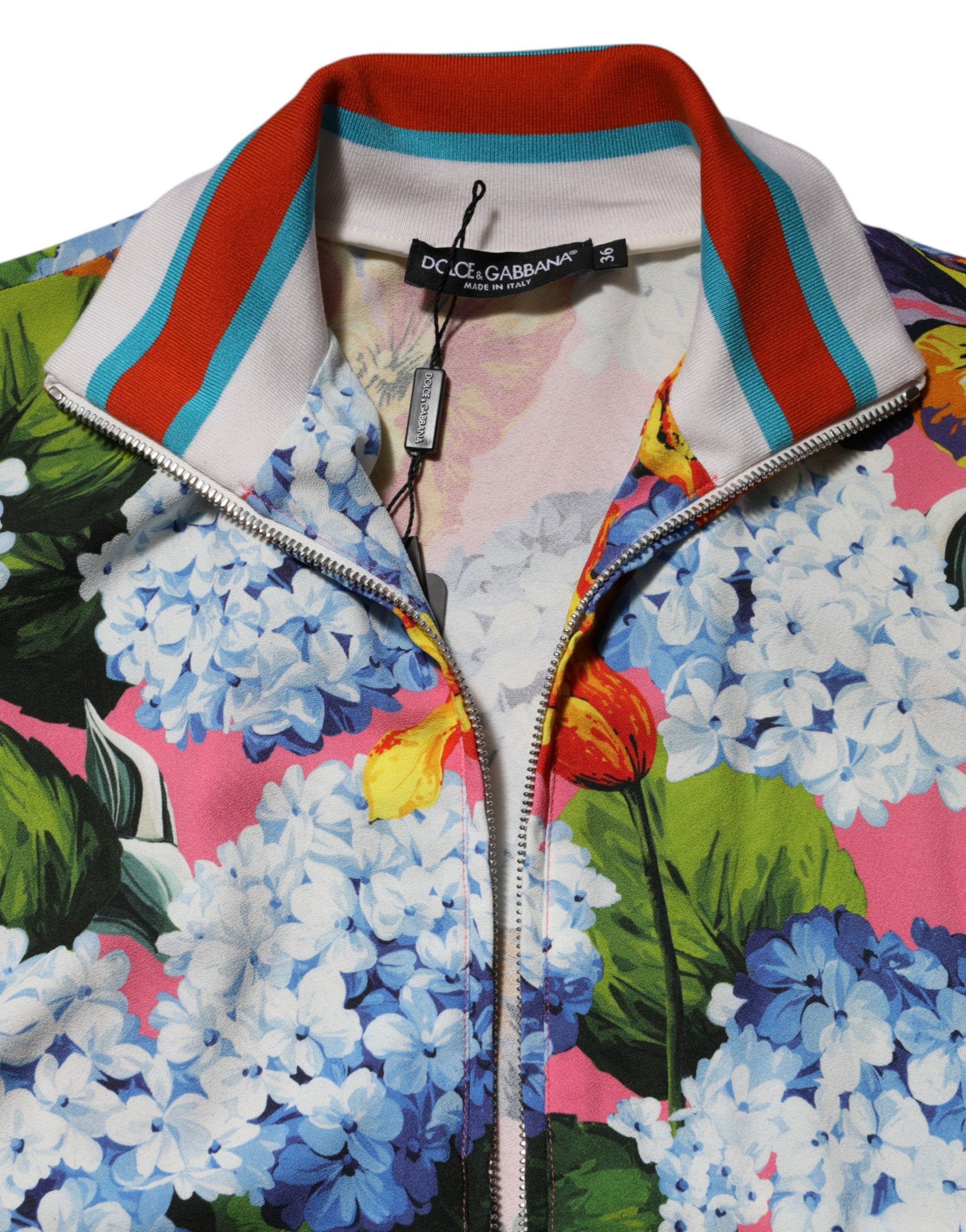 Dolce & Gabbana Multicolor Floral Print Zip Cardigan Jacket | Regal Royce