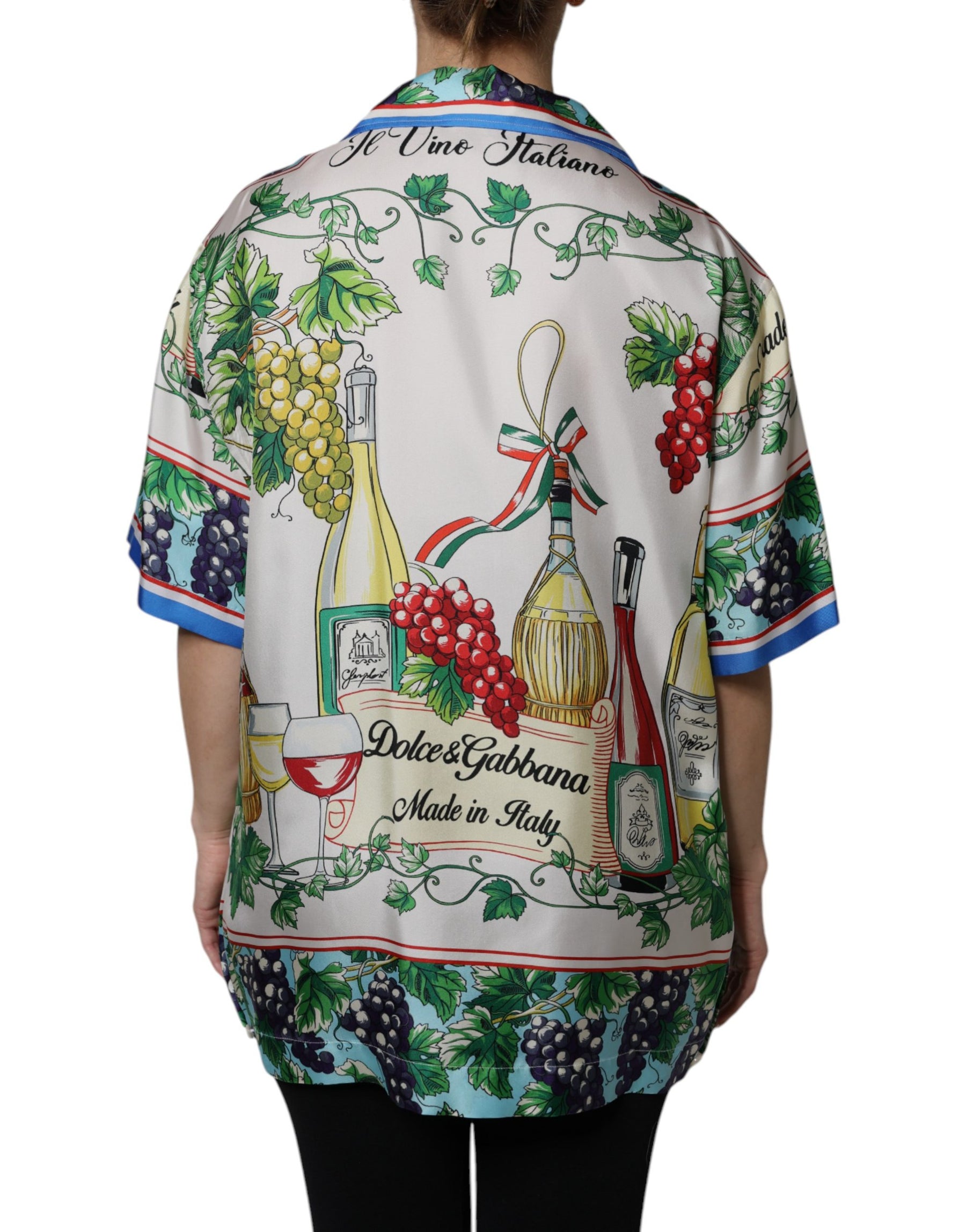 Dolce & Gabbana Multicolor Short Sleeve Silk Food Shirt Top | Regal Royce