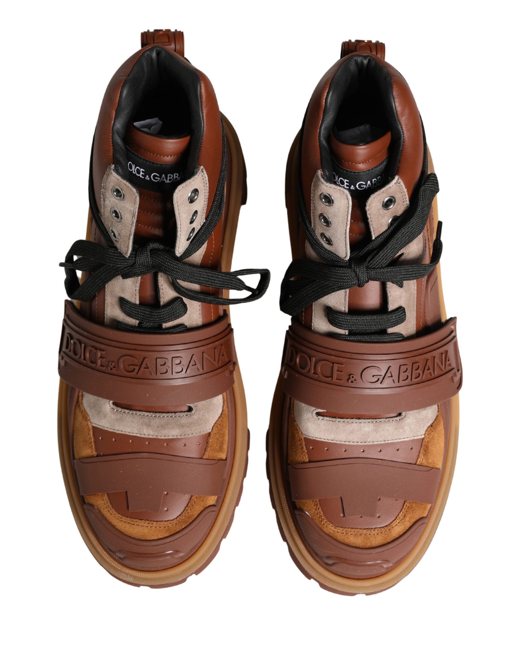 Dolce & Gabbana Brown Leather Trekking-Style Men Boots Shoes | Regal Royce