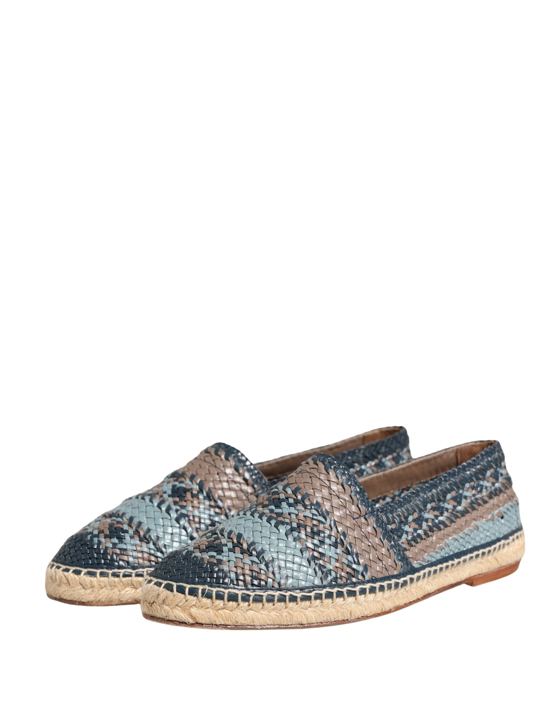 Dolce & Gabbana Blue Gray Slip On Buffalo Espadrille Shoes | Regal Royce