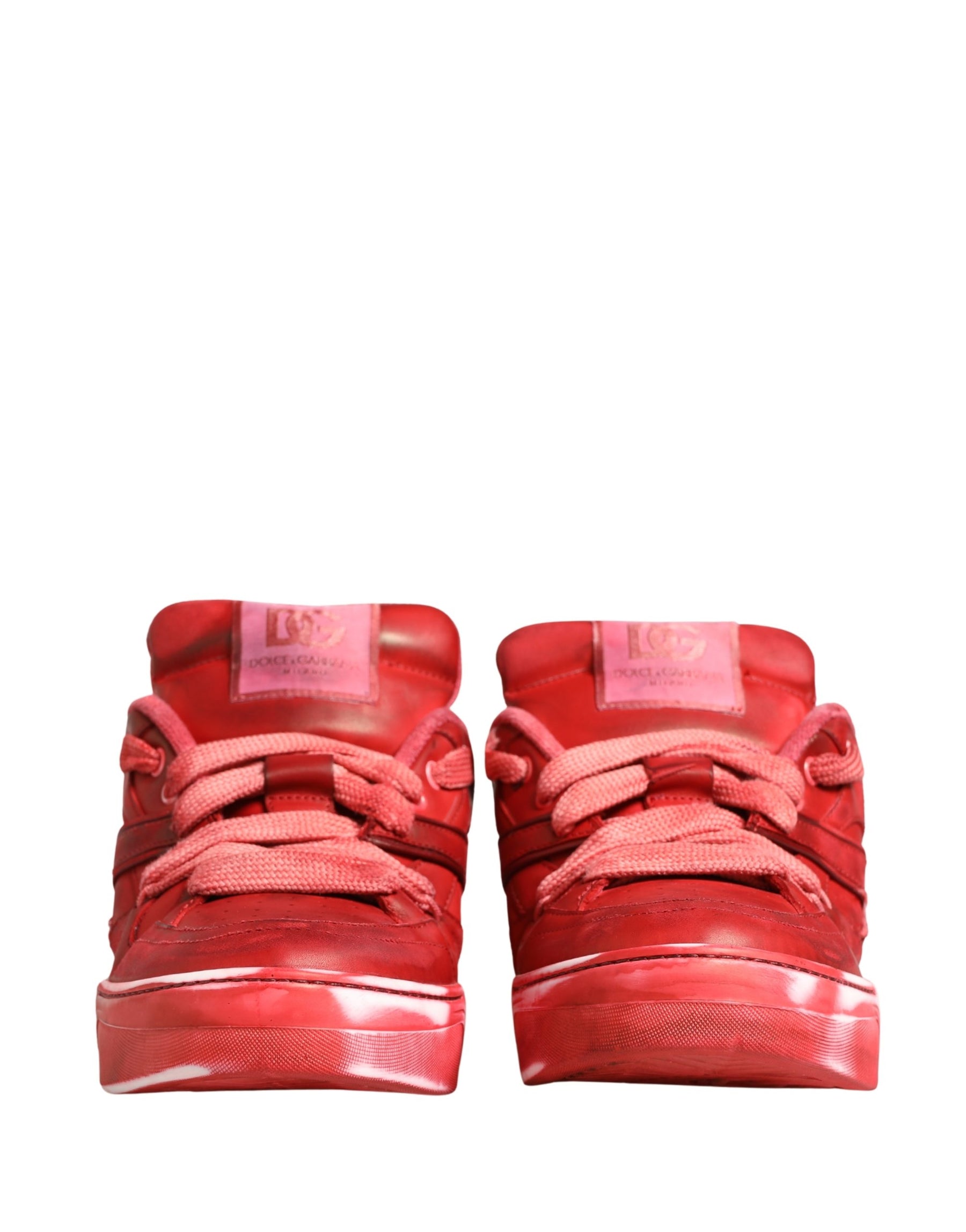 Dolce & Gabbana Red Distressed Suede Men Sneakers Shoes | Regal Royce