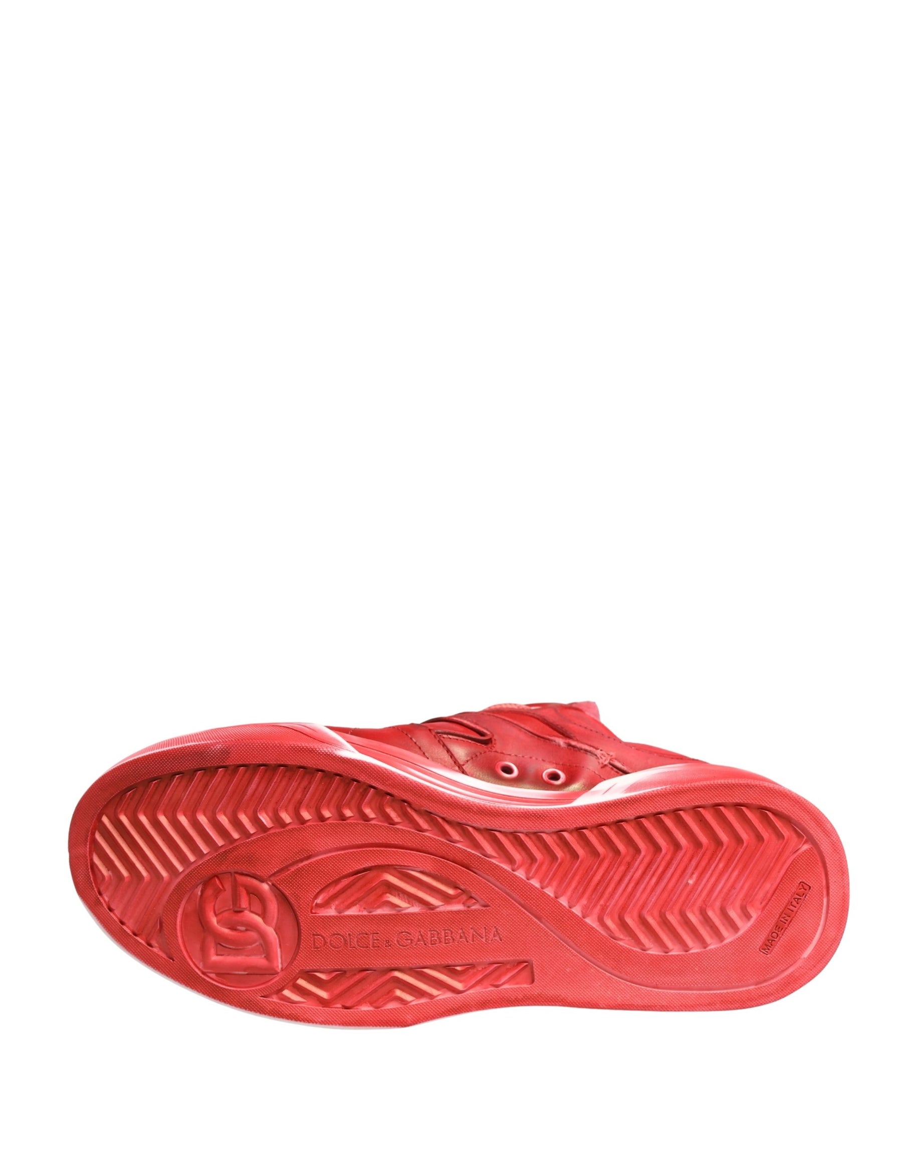 Dolce & Gabbana Red Distressed Suede Men Sneakers Shoes | Regal Royce
