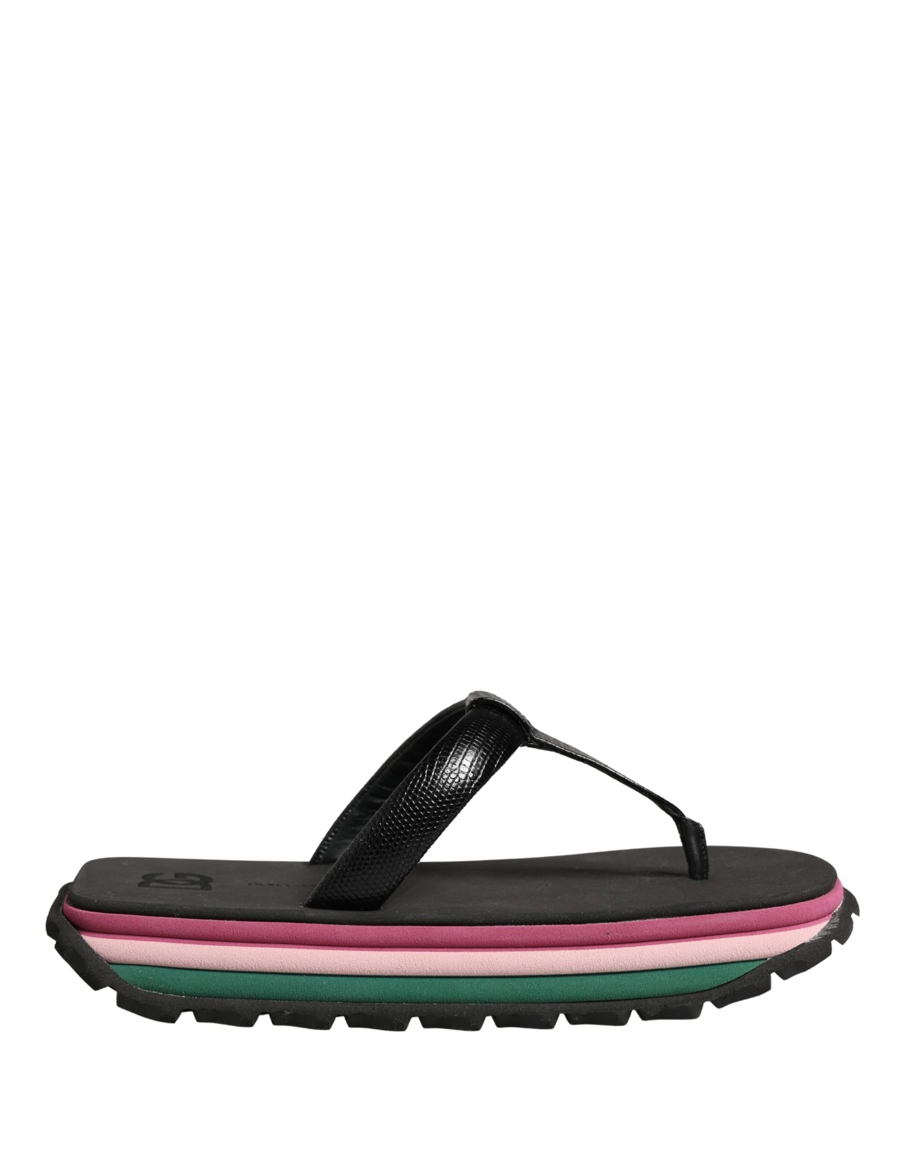 Dolce & Gabbana Multicolor Rubber Chunky Flip Flop Shoes | Regal Royce