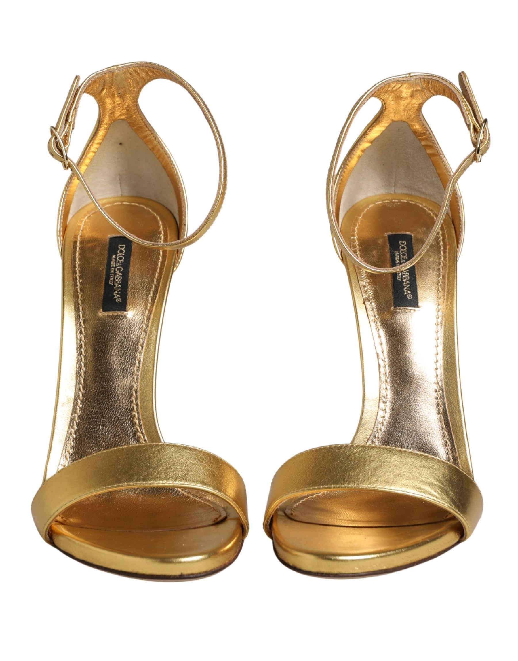 Dolce & Gabbana Gold Leather Keira High Heels Sandals Shoes | Regal Royce