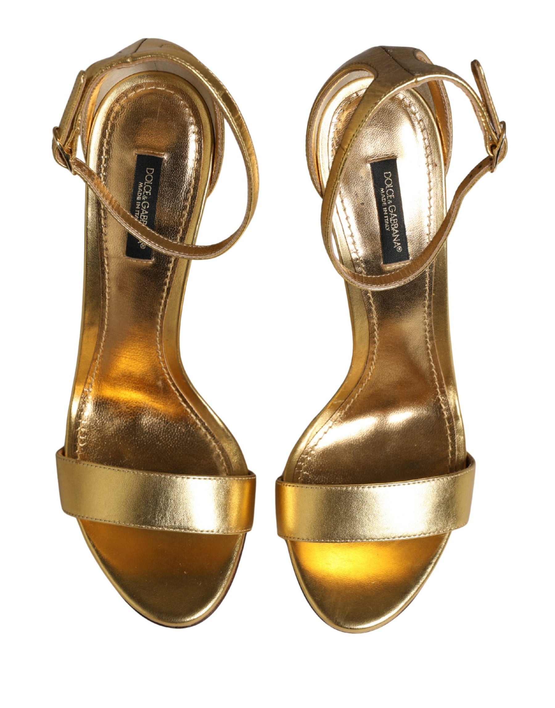 Dolce & Gabbana Gold Leather Keira High Heels Sandals Shoes | Regal Royce