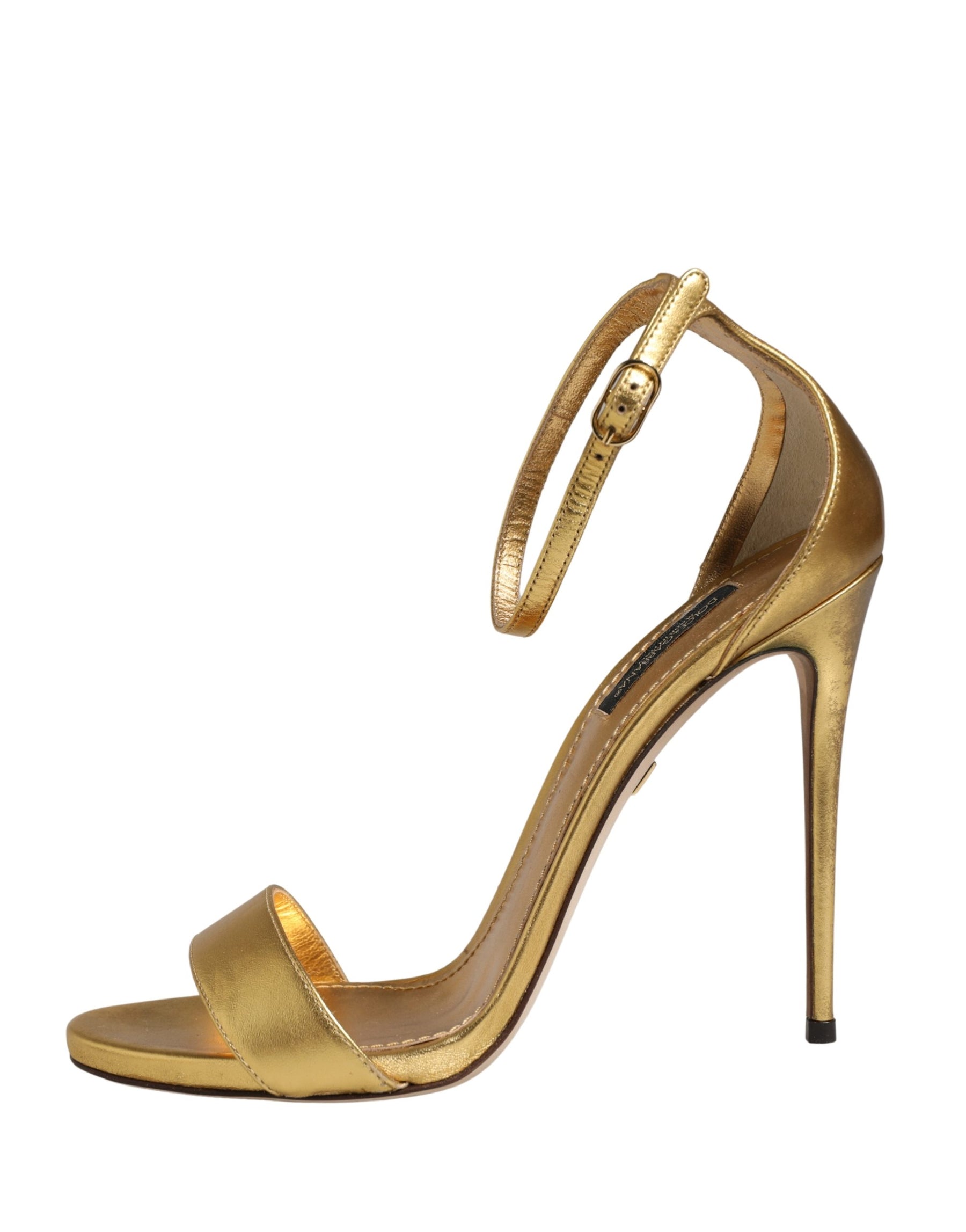 Dolce & Gabbana Gold Leather Keira High Heels Sandals Shoes | Regal Royce