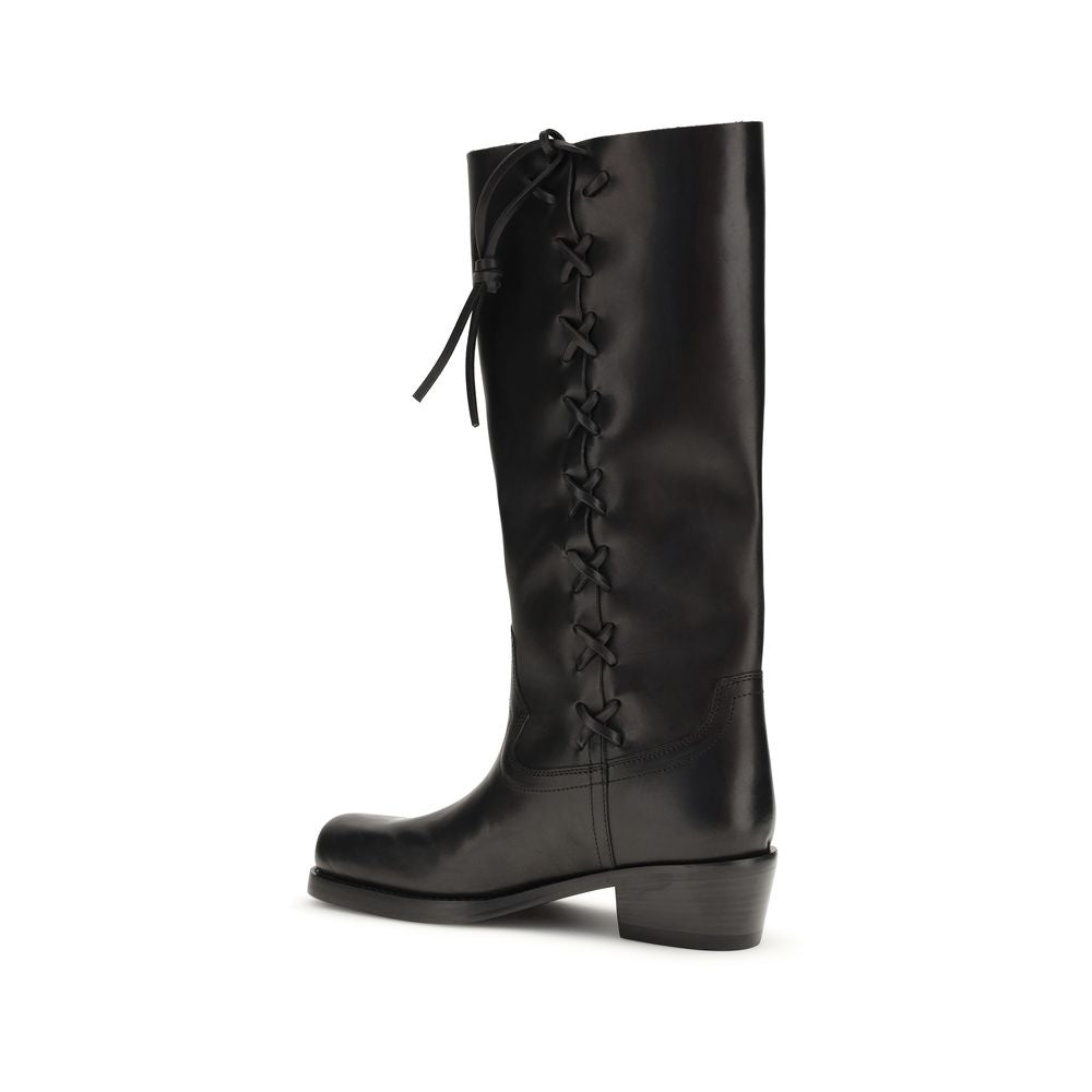 Paris Texas Black Calf Leather Bos Taurus Lace-Up Boots | Regal Royce
