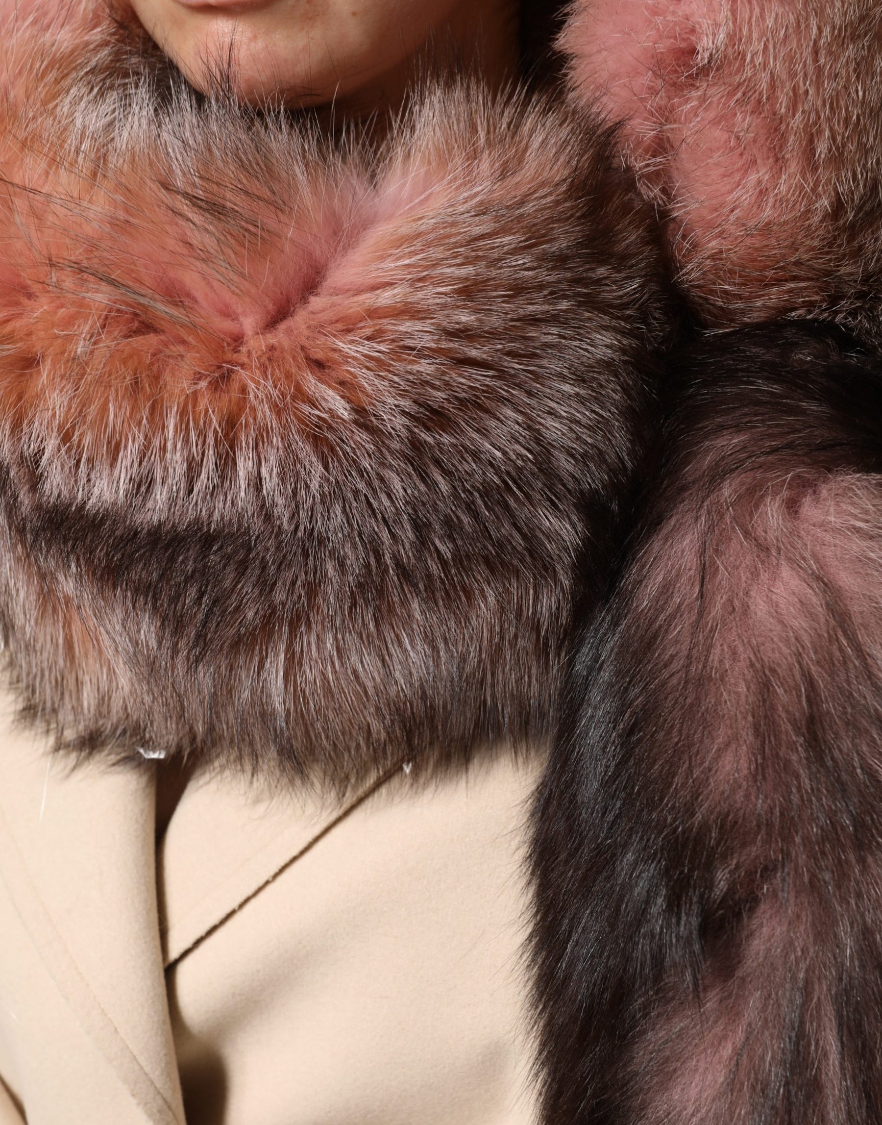 Dolce & Gabbana Pink Frost Fox Fur Neck Warmer Winter Scarf | Regal Royce