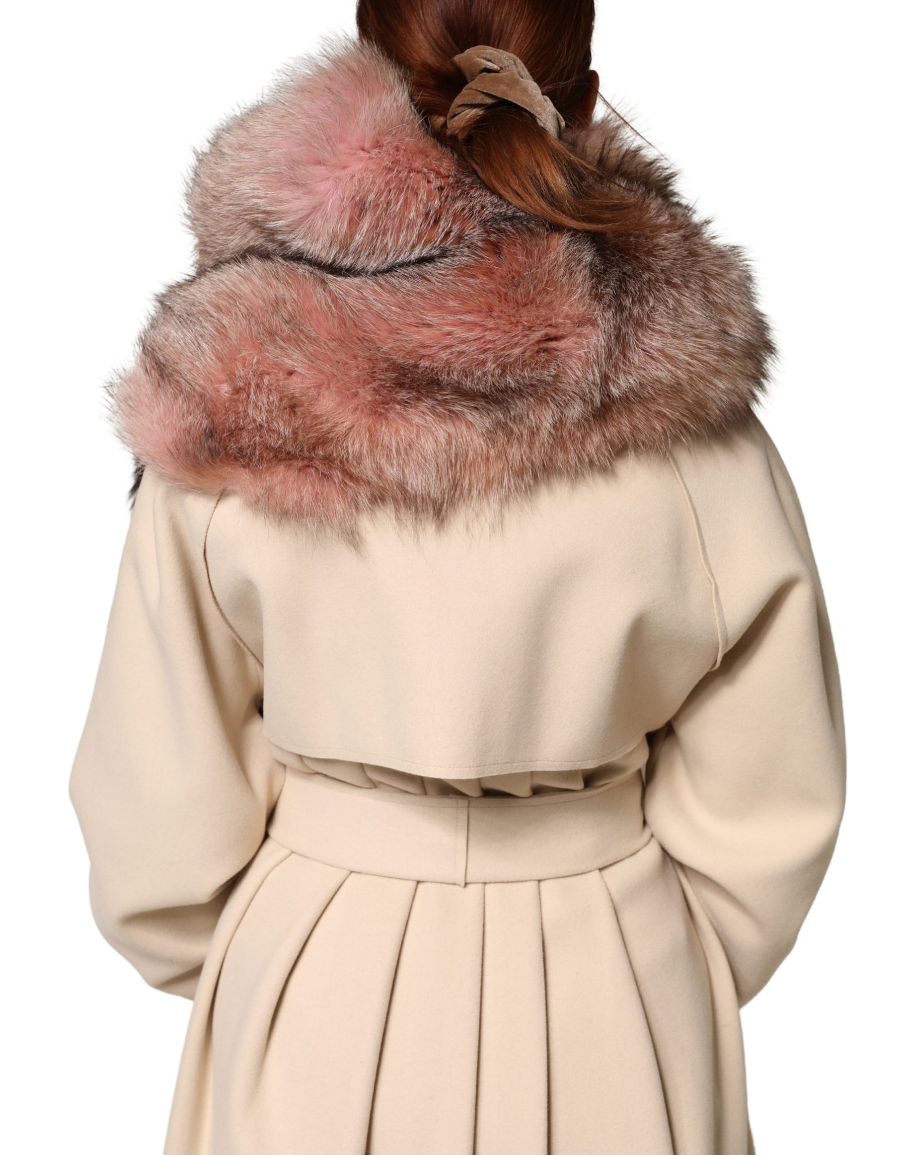 Dolce & Gabbana Pink Frost Fox Fur Neck Warmer Winter Scarf | Regal Royce