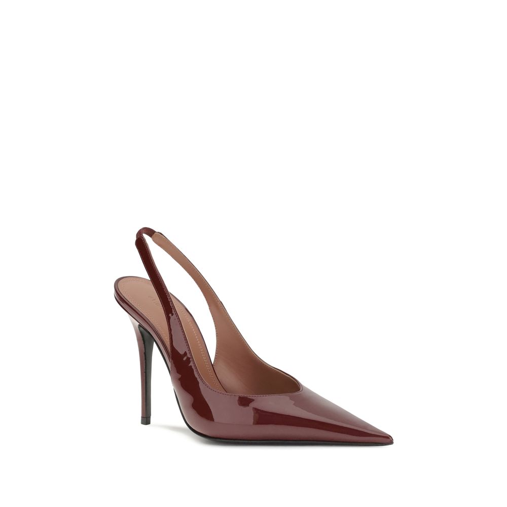 Amina Muaddi Bordeaux Leather Platform Pumps | Regal Royce