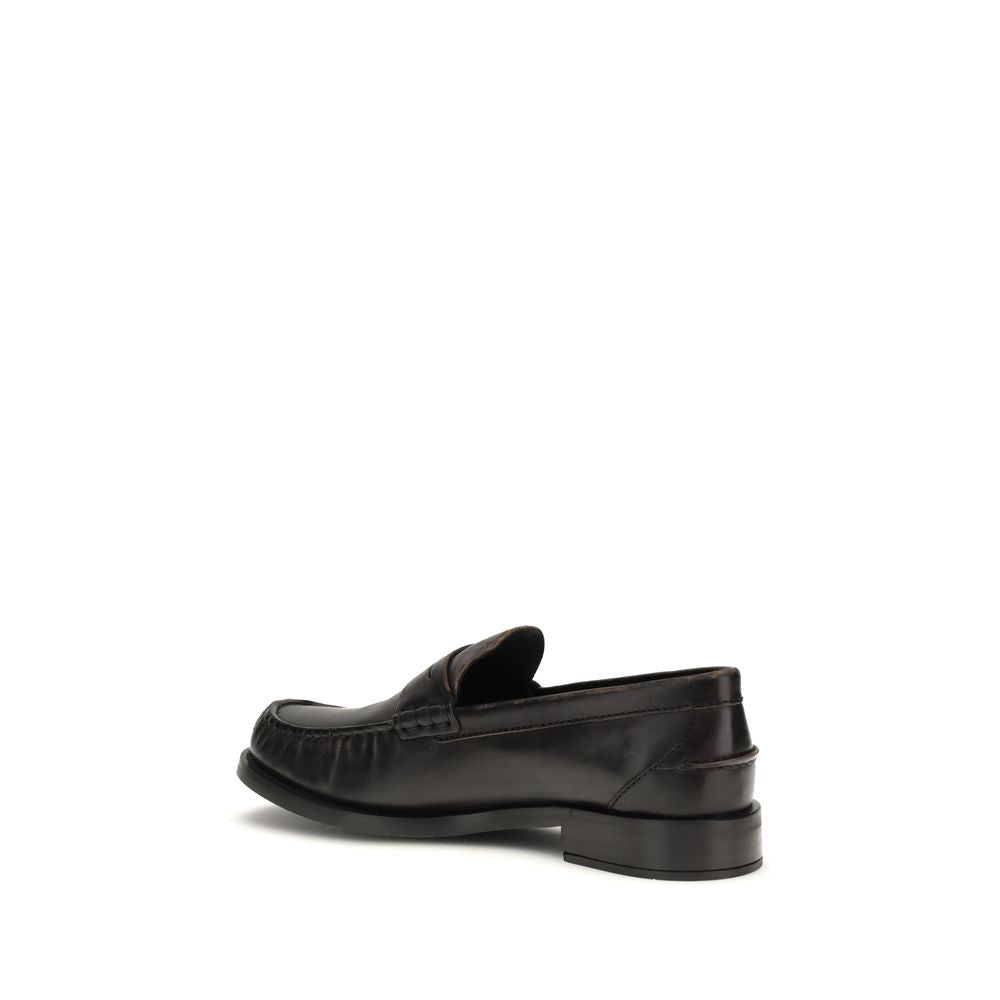 Prada Black Calf Leather Bos Taurus Slip-On Loafers | Regal Royce