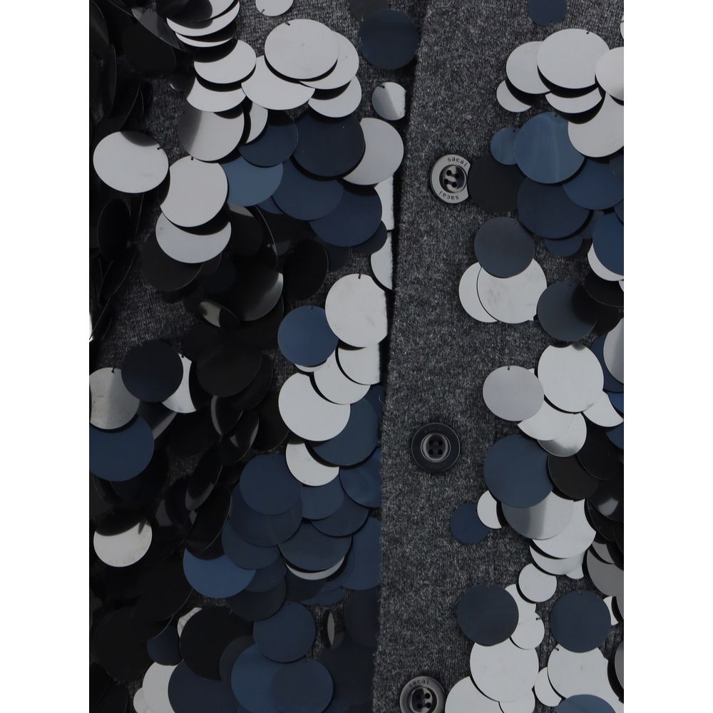 Sacai Gray Wool Cardigan | Regal Royce
