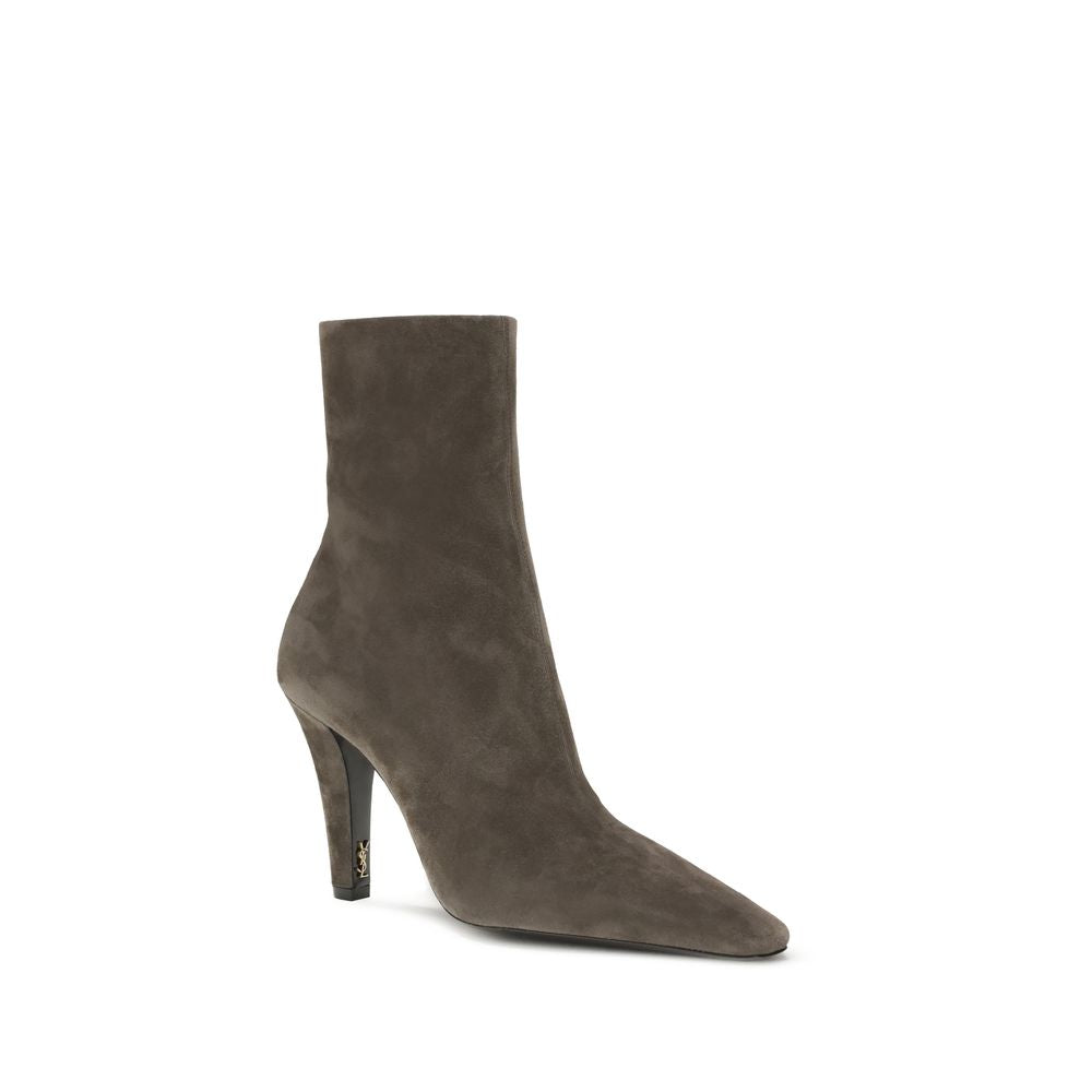Saint Laurent Gray Calf Leather Bos Taurus Ankle Boots | Regal Royce