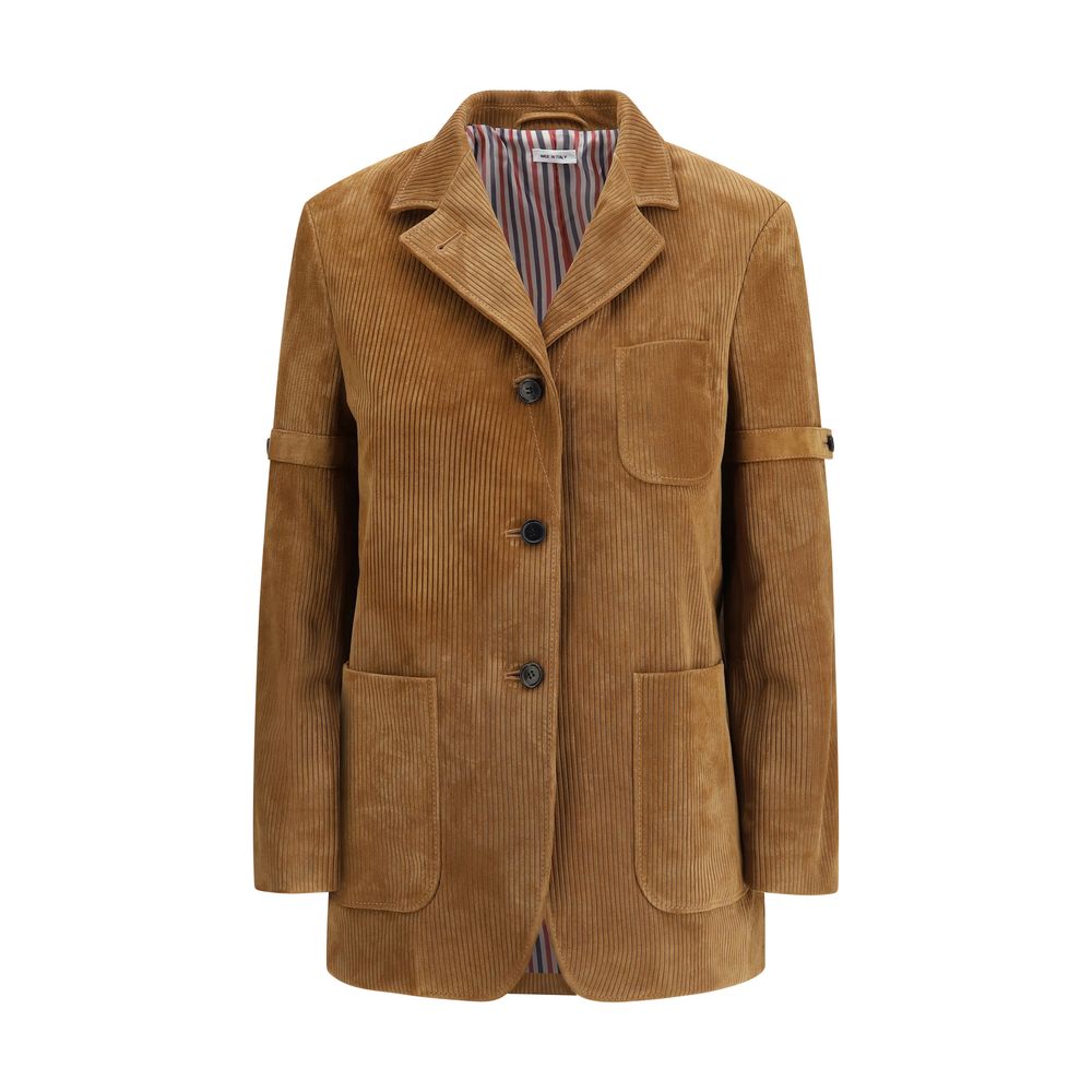 Thom Browne Beige Calf Leather Bos Taurus Coat | Regal Royce