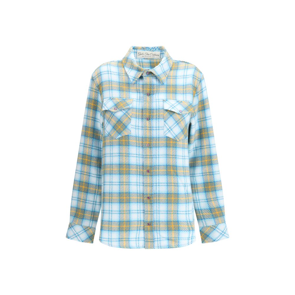 God's True Cashmere Blue Cashmere Pattern Shirt | Regal Royce