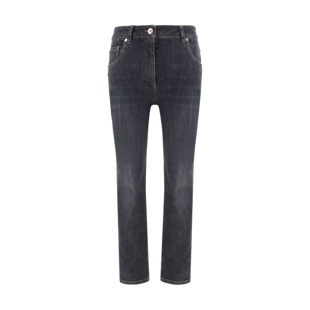 Brunello Cucinelli Black Cotton Skinny Jeans | Regal Royce