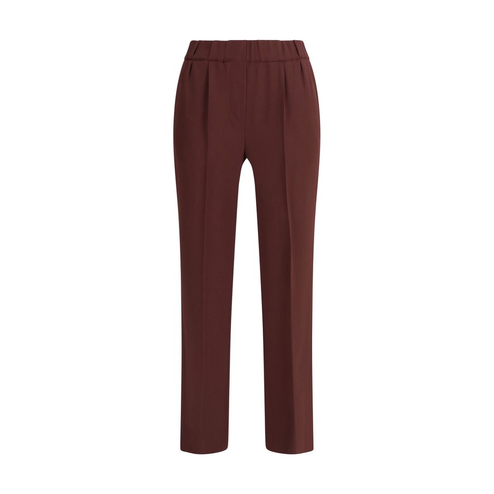 Brunello Cucinelli Bordeaux Acetate Casual Pants | Regal Royce