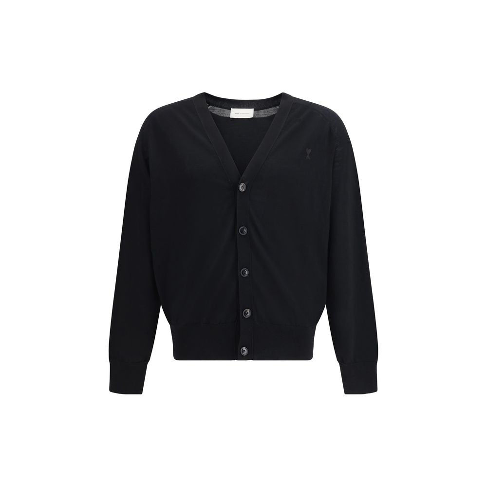 Ami Paris Black Merino Wool Cardigan | Regal Royce