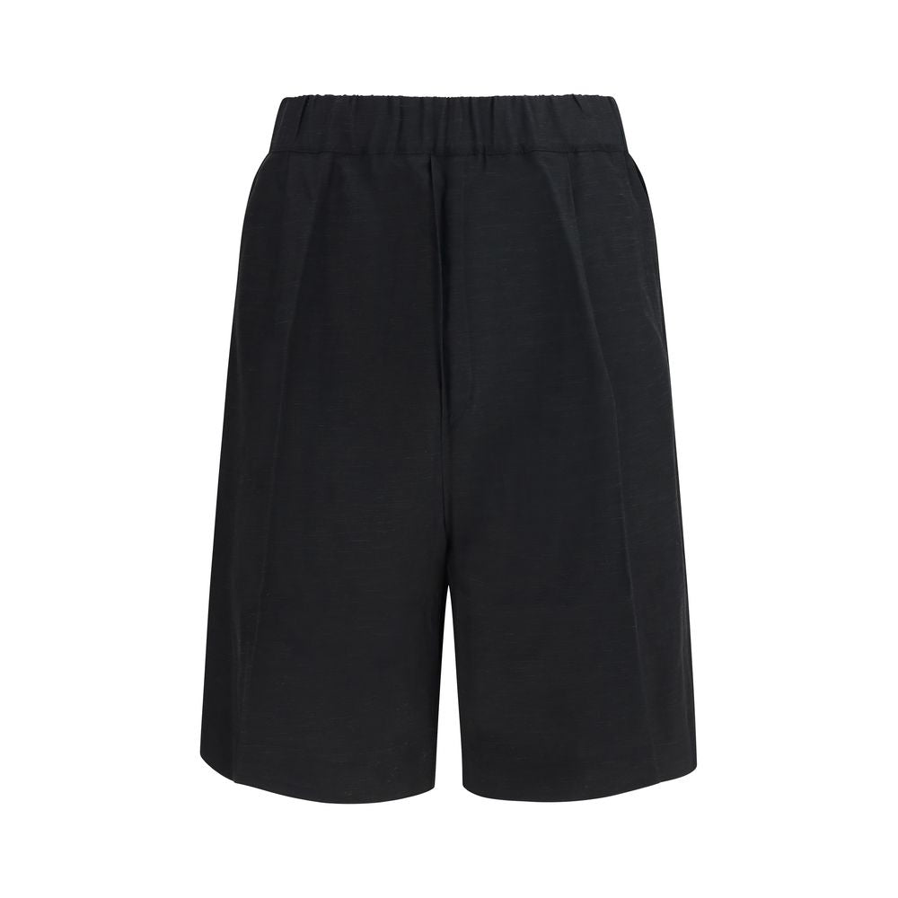Laneus Black Viscose Bermuda Shorts | Regal Royce
