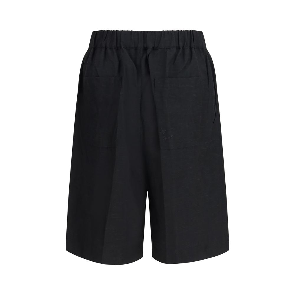 Laneus Black Viscose Bermuda Shorts | Regal Royce