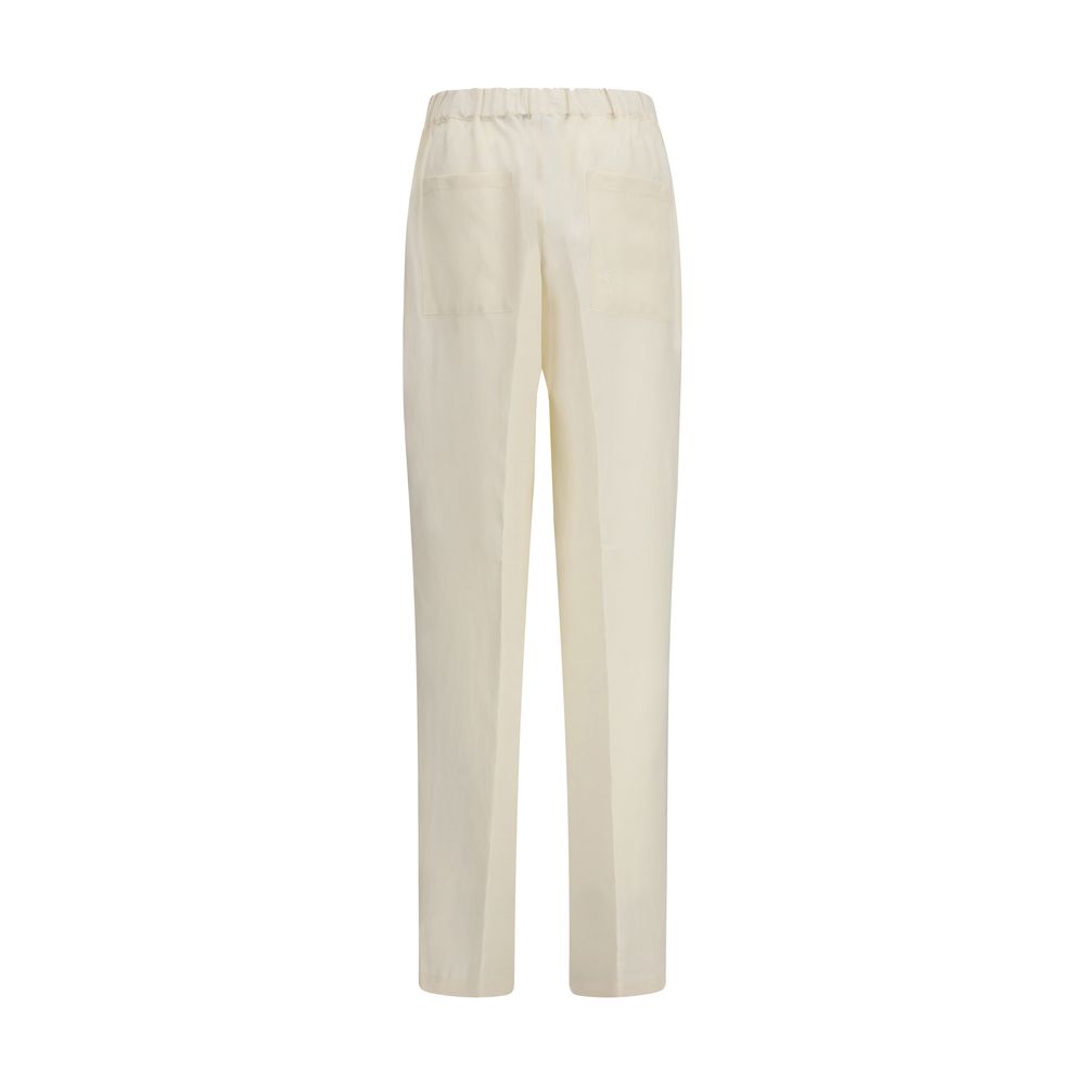 Laneus Beige Viscose Casual Pants | Regal Royce