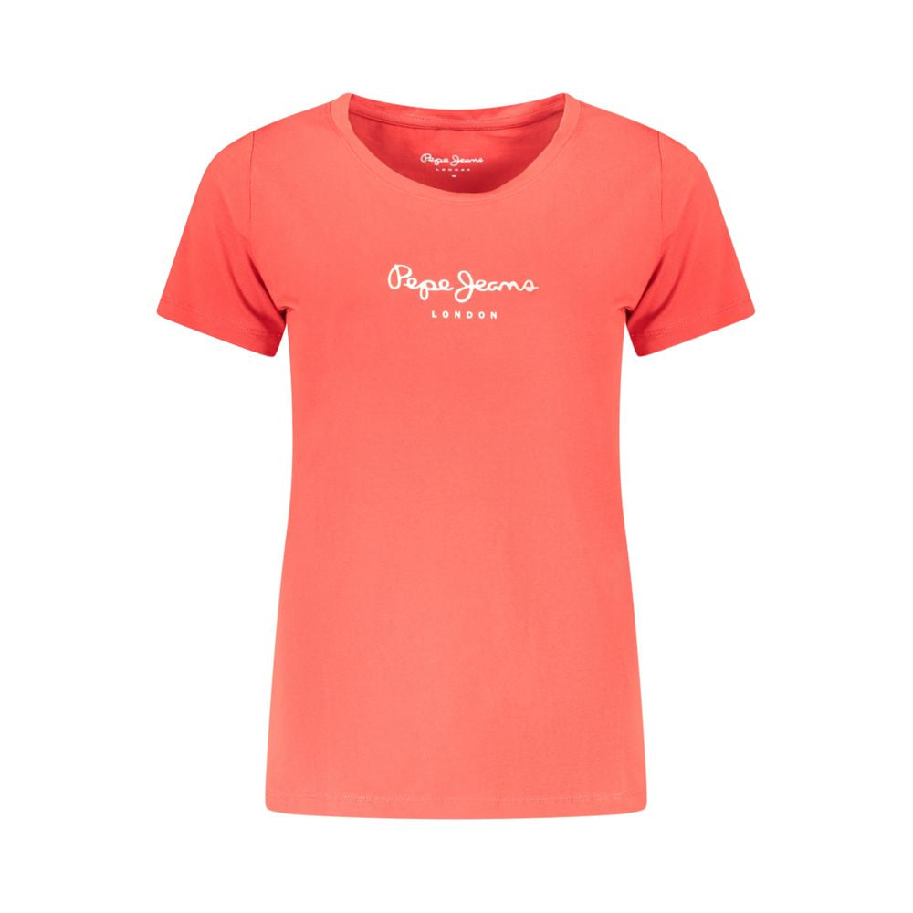 Pepe Jeans Red Cotton Women T-Shirt | Regal Royce