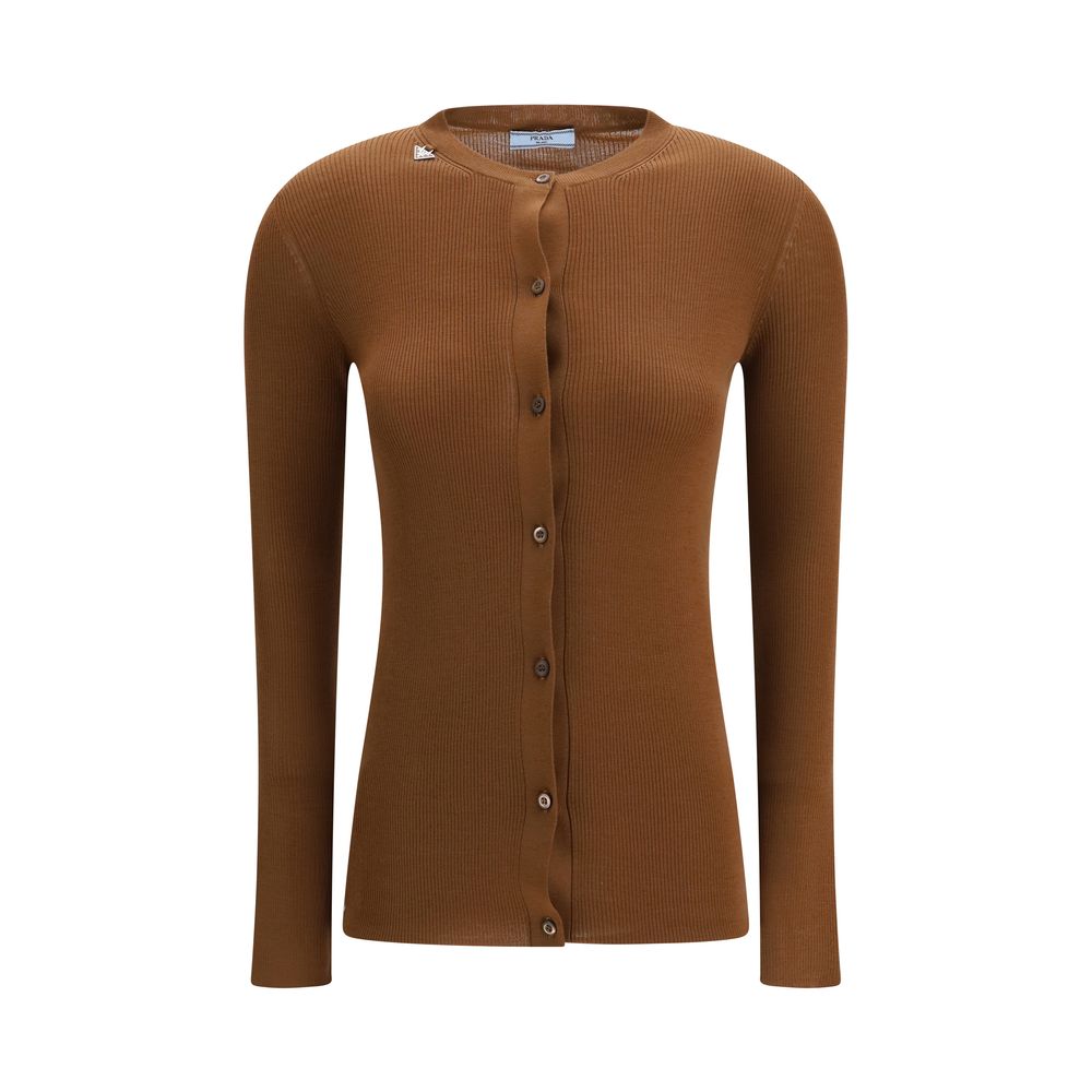 Prada Brown Fleece Wool Cardigan