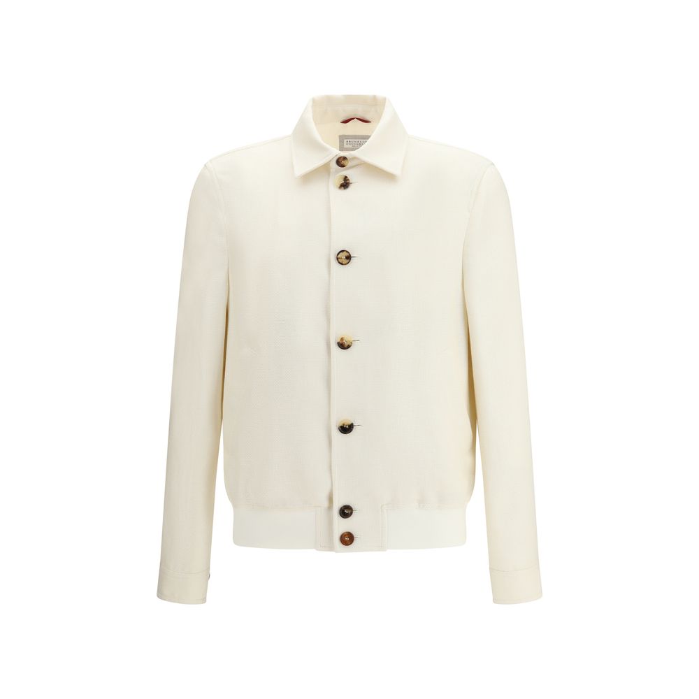Brunello Cucinelli White Silk Shell Jacket | Regal Royce