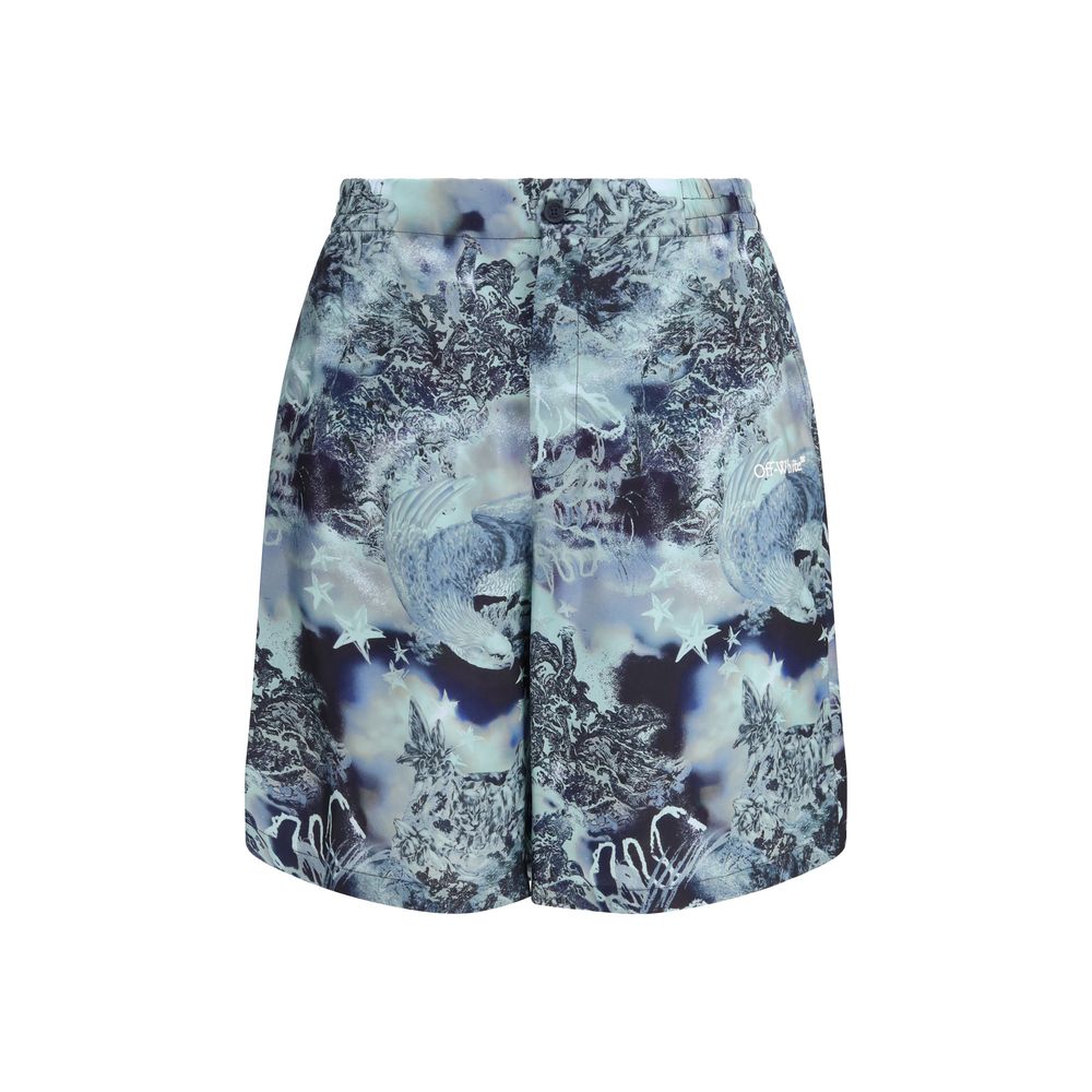 Off-White Multicolor Viscose Bermuda Shorts | Regal Royce