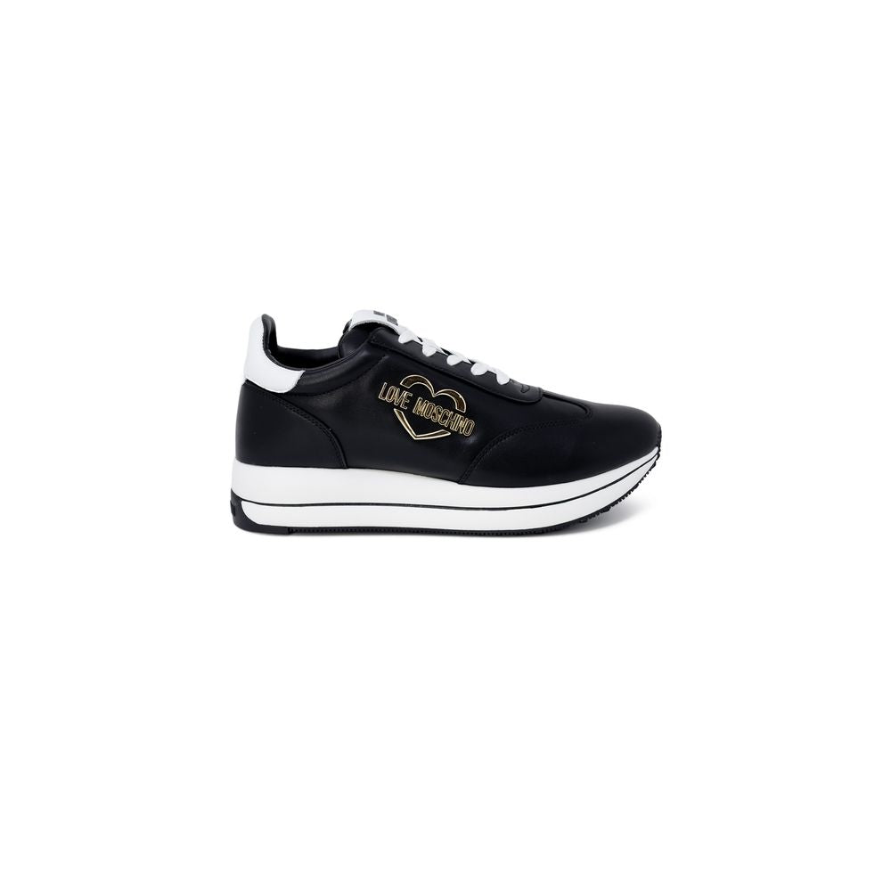 Love Moschino Black Leather Low Top Sneakers | Regal Royce