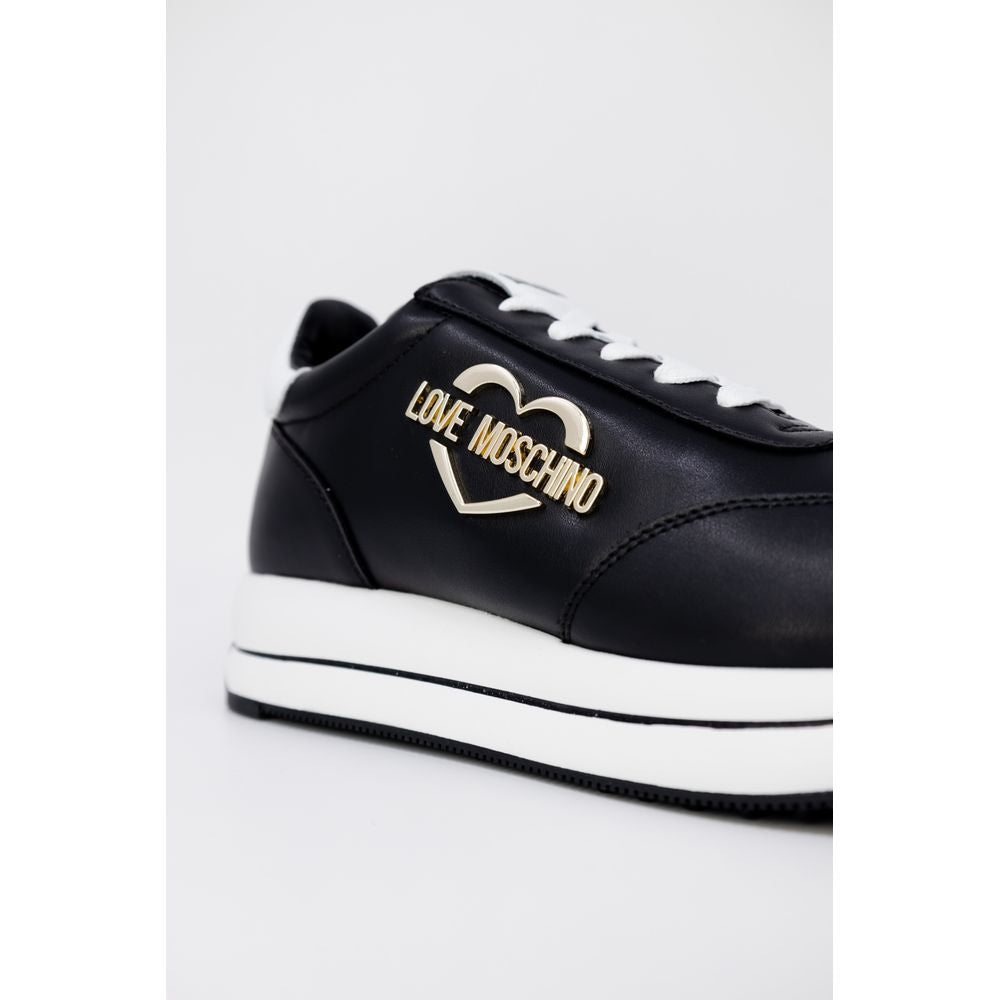 Love Moschino Black Leather Low Top Sneakers | Regal Royce