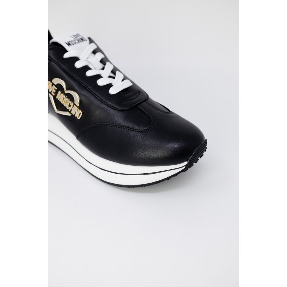 Love Moschino Black Leather Low Top Sneakers | Regal Royce
